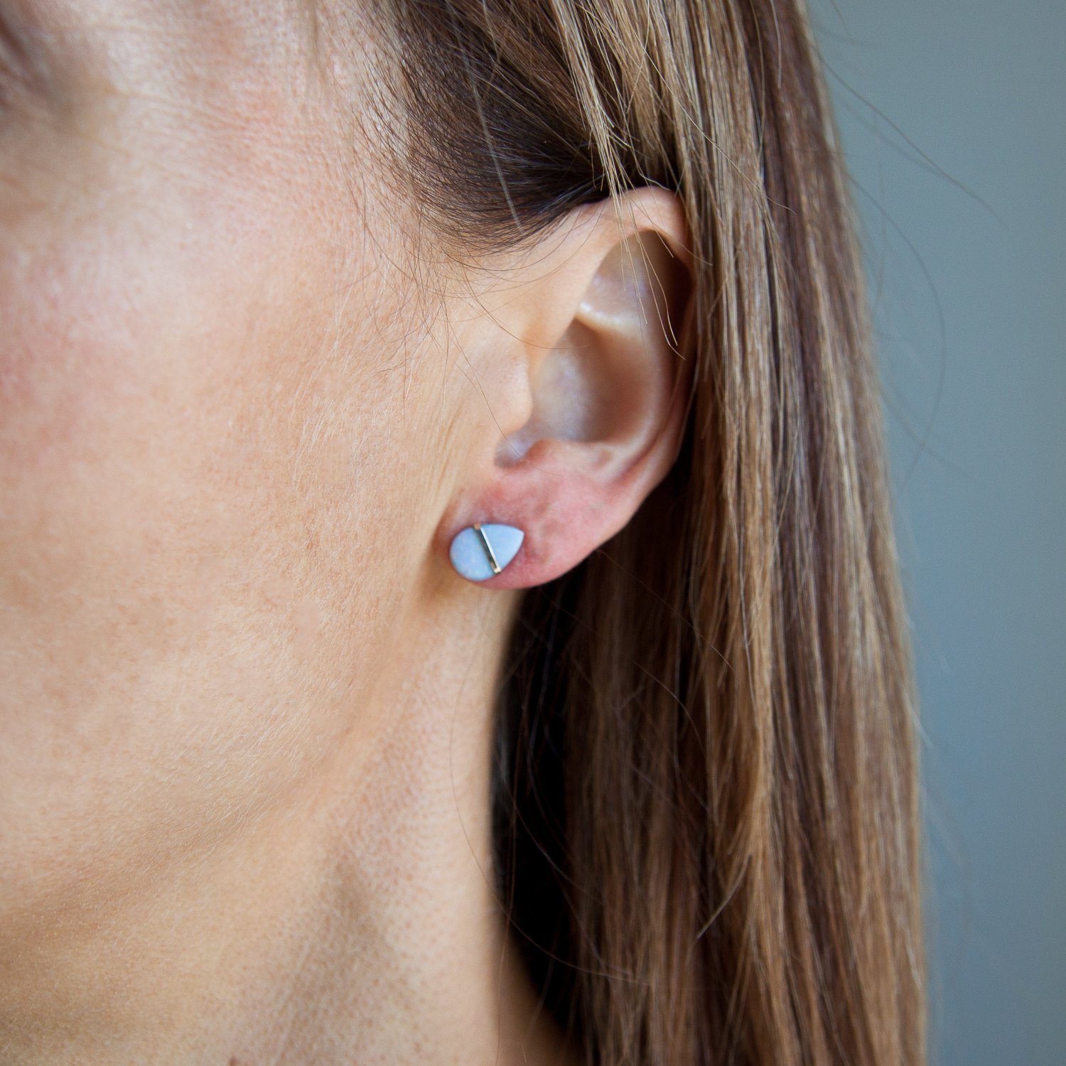 Melissa Joy Manning: 14K yellow gold opal doublet post earring