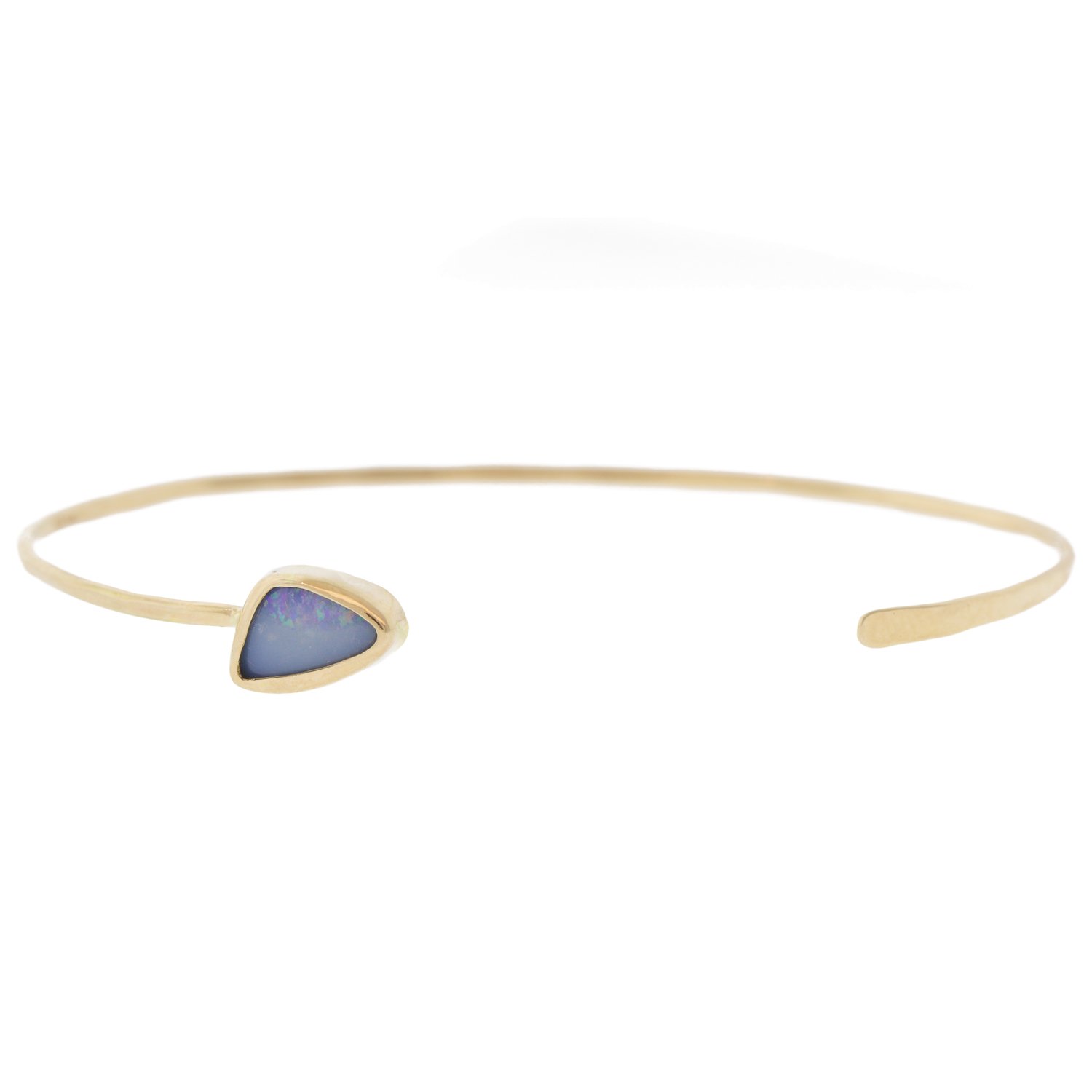 Melissa Joy Manning: Limited edition 14K yellow gold opal doublet freeform off center cuff bracelet
