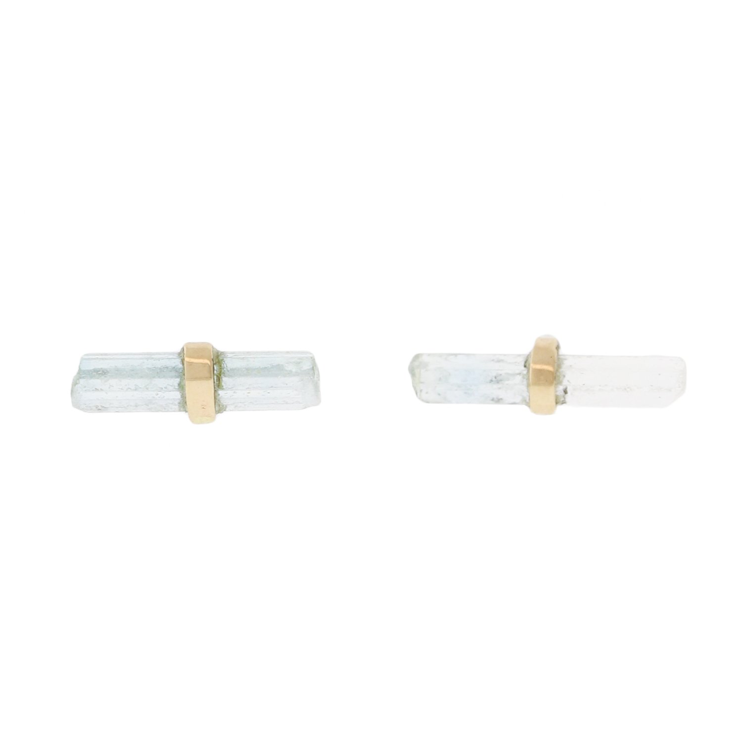 Melissa Joy Manning: Limited edition 14K yellow gold aqua post earring