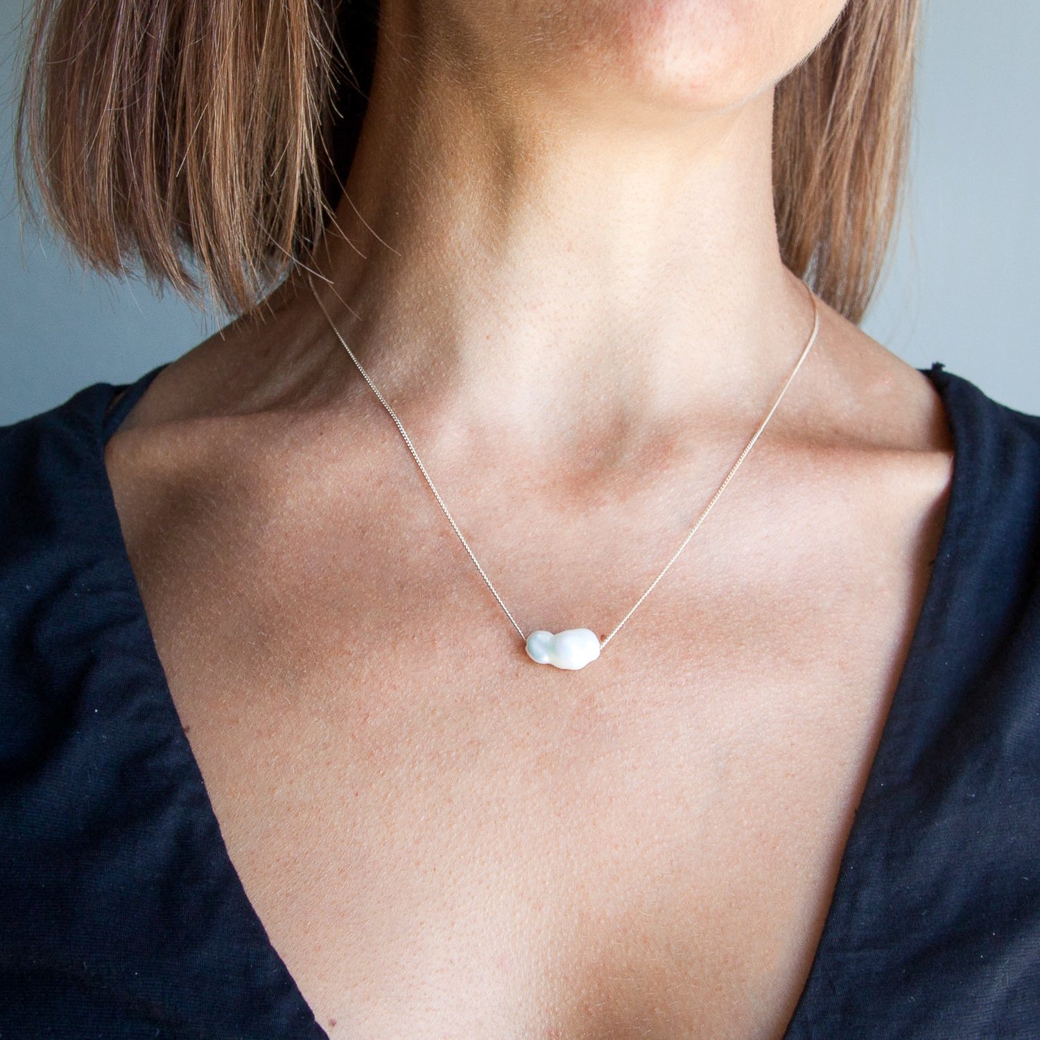 Melissa Joy Manning: Limited edition 14K yellow gold tahitian keshi pearl 18-20" adjustable necklace