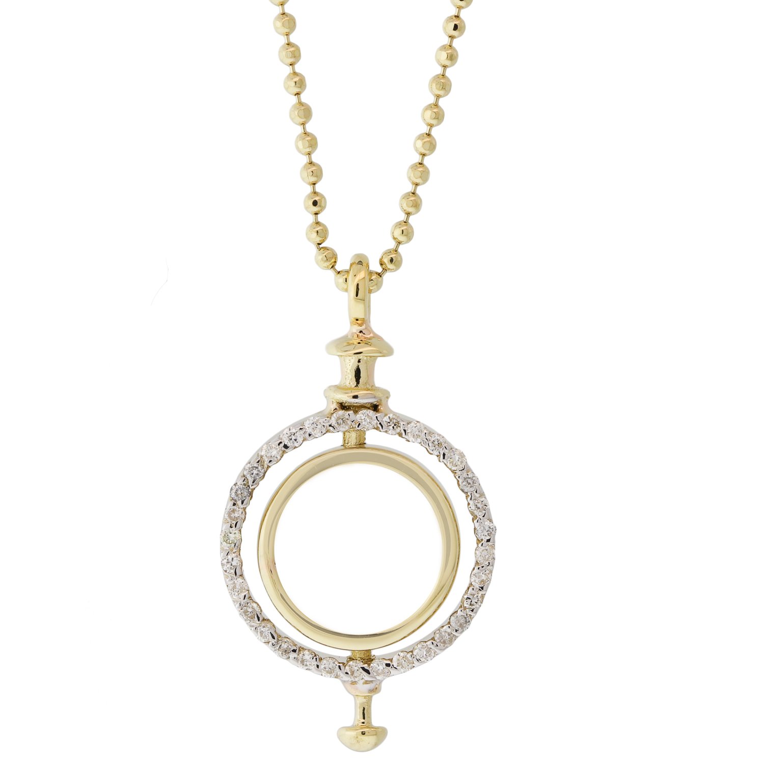 Kismet: Spinning loop necklace in white diamond .09ct and 4.07 gr 14k gold