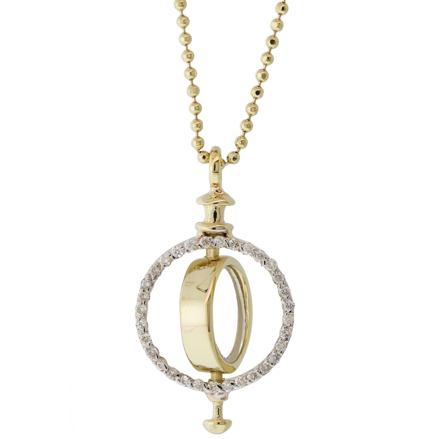 Kismet: Spinning loop necklace in white diamond .09ct and 4.07 gr 14k gold