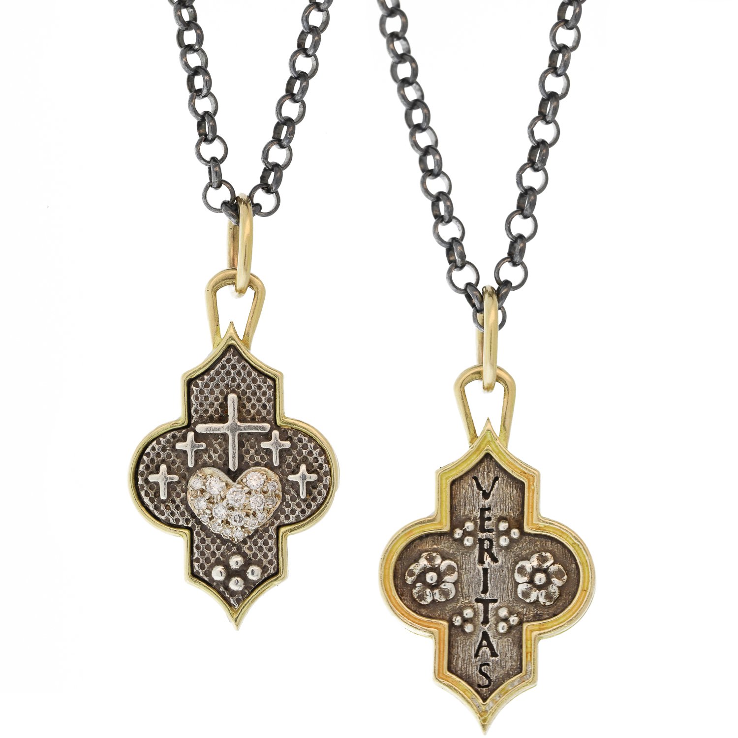 Erica Molinari: SS and 18K diamond heart flower charm .091cts "truth"