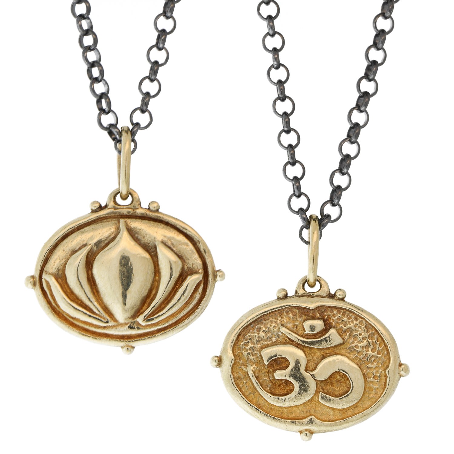 Erica Molinari: 14K lotus and om charm