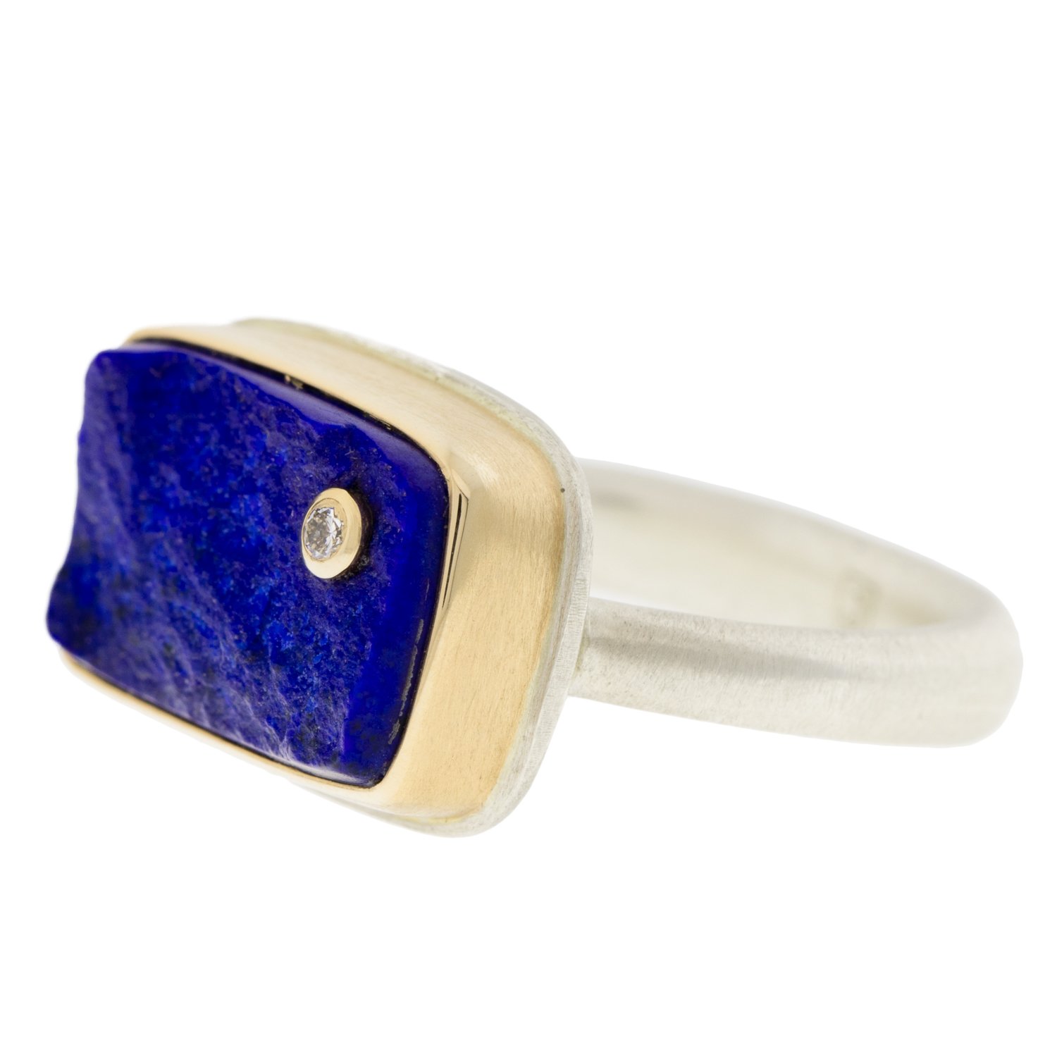 Jamie Joseph: Rectangular Surface cut Lapis with .03 white diamond