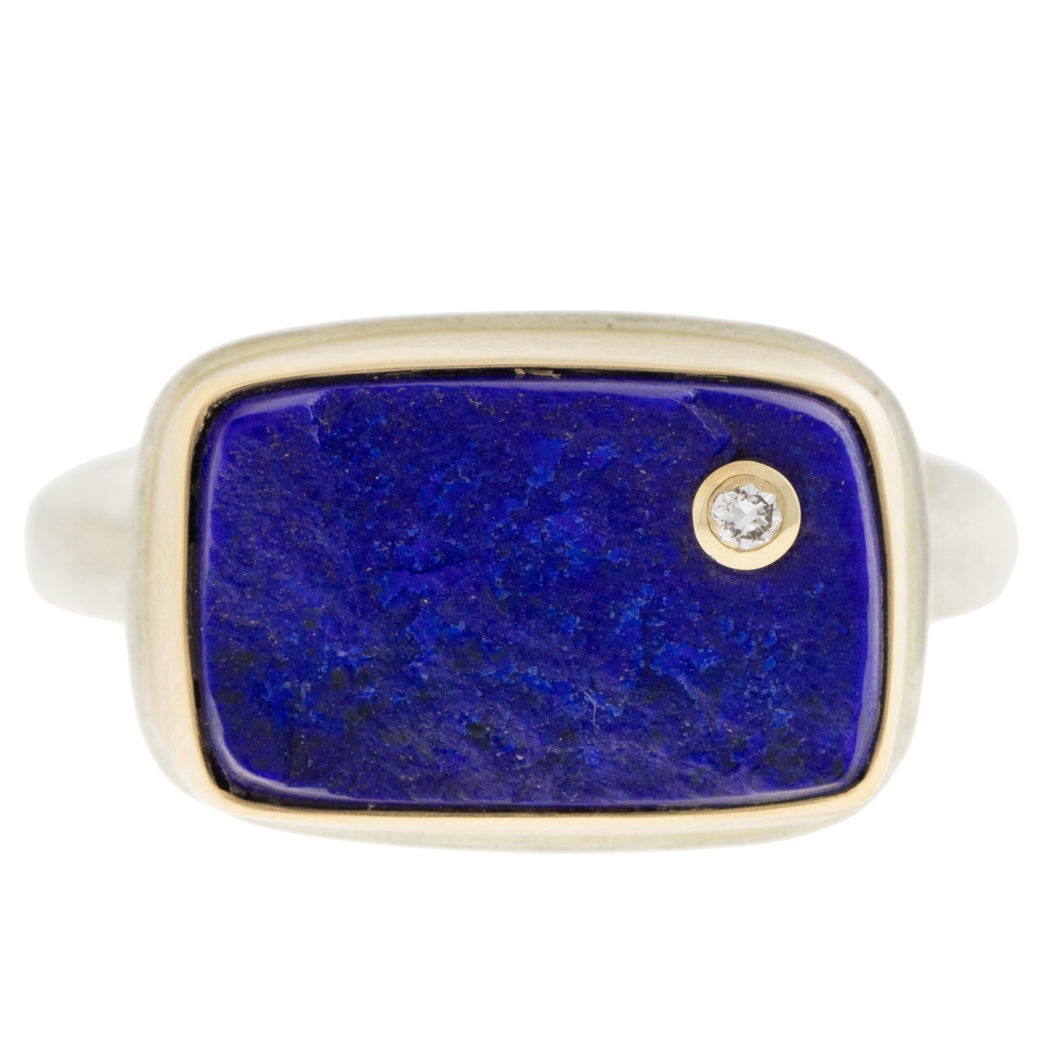 Jamie Joseph: Rectangular Surface cut Lapis with .03 white diamond