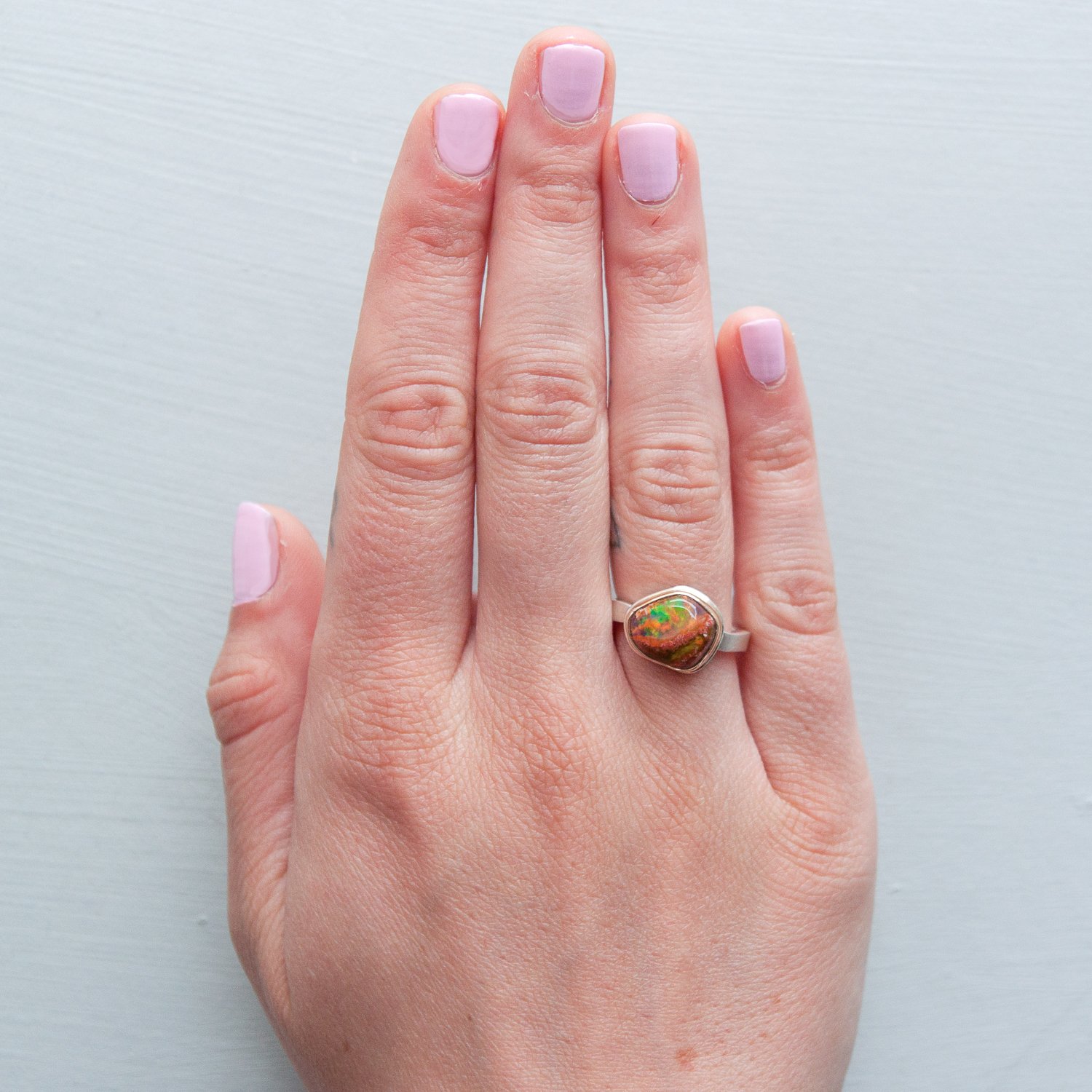 Jamie Joseph: Vertical small Asymmetrical mexican fire opal