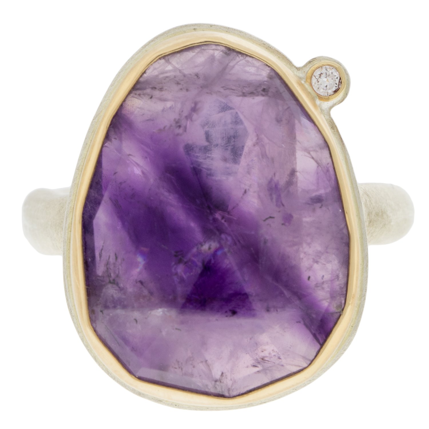 gold and silver ring with amethyst by jamie joseph