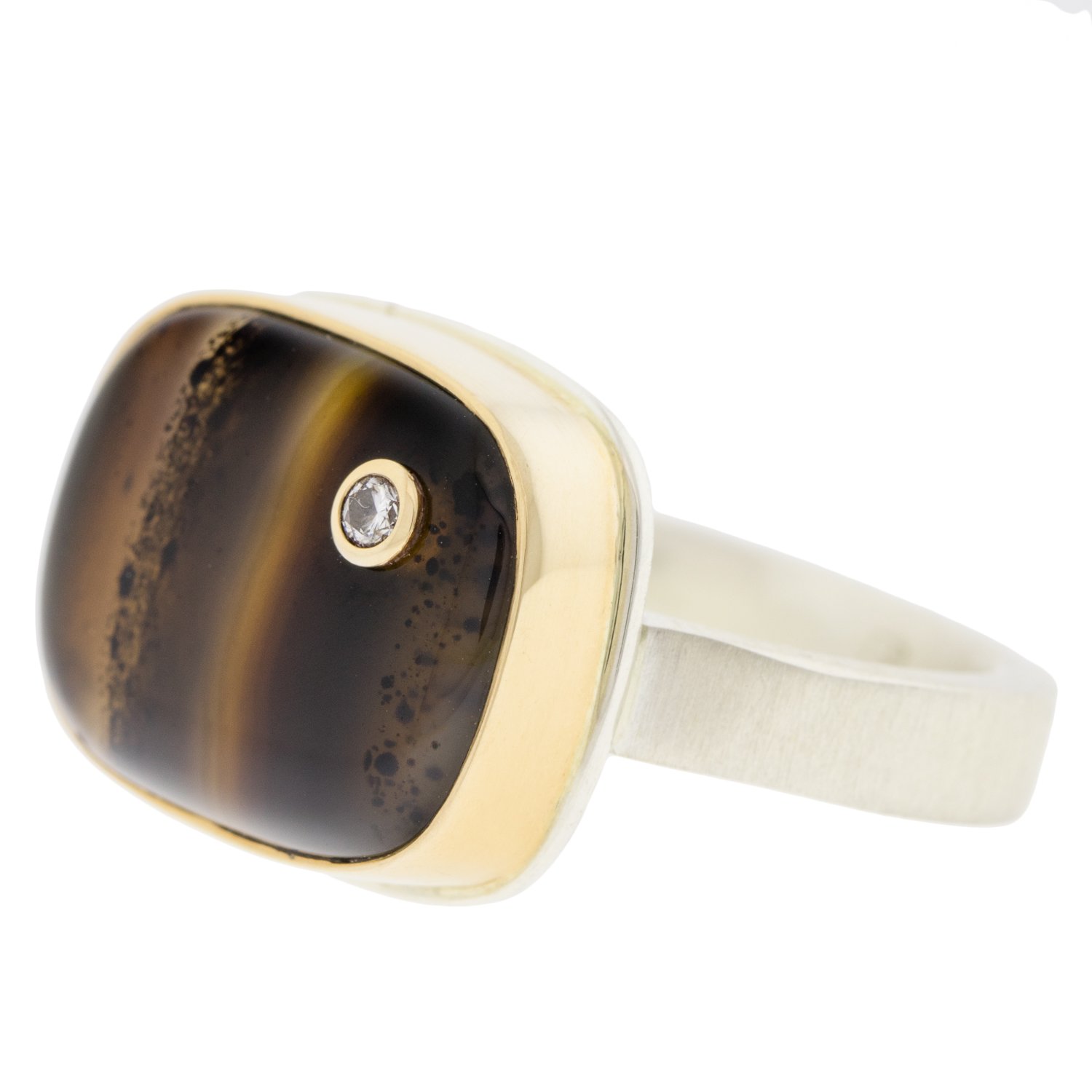 Jamie Joseph: Rectangular Montana Agate with .03 white diamond