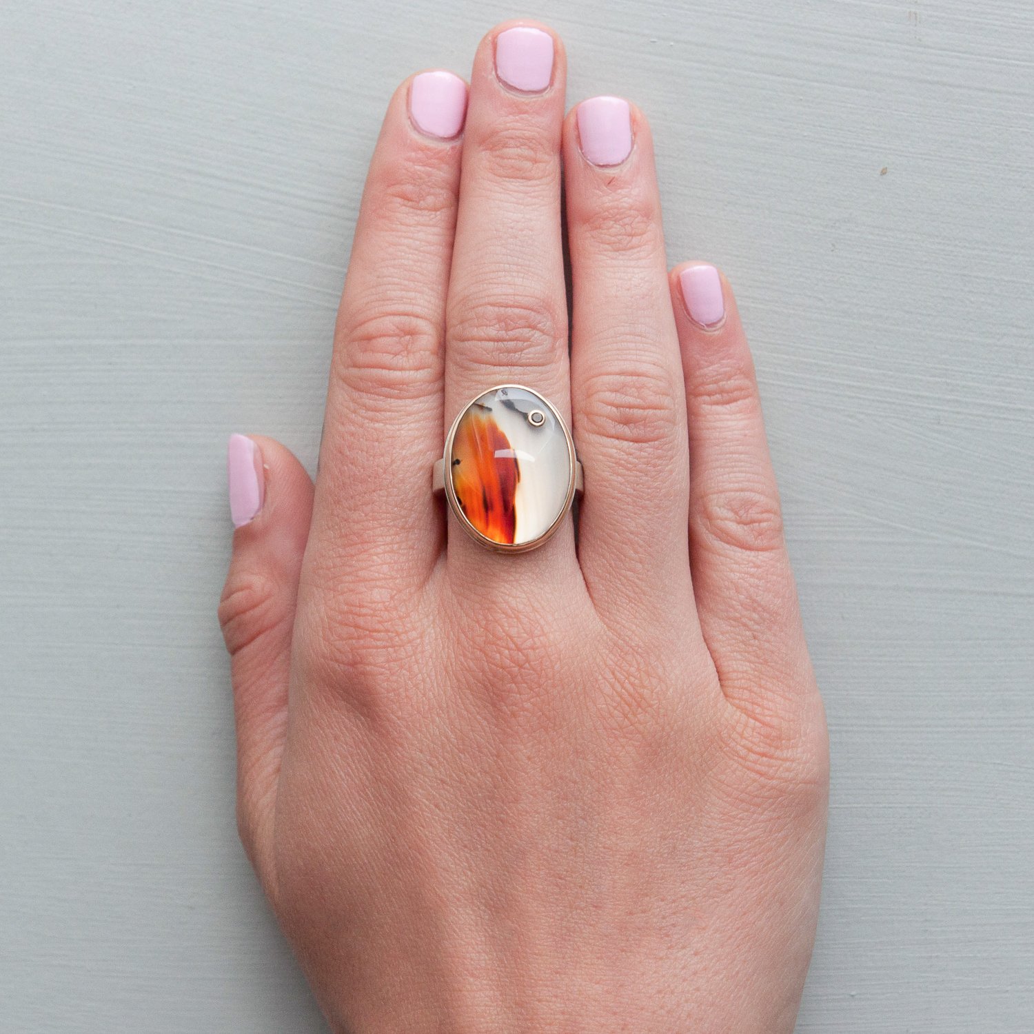 Jamie Joseph: Vertical Oval Montana Agate with .03