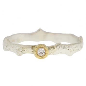 Yasuko Azuma:SS Textured thorn band,0.03ct,18ky bezel 6.5