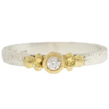 Yasuko Azuma:SS Textured band,3 ball,0.03ct,18ky bezel 6.5