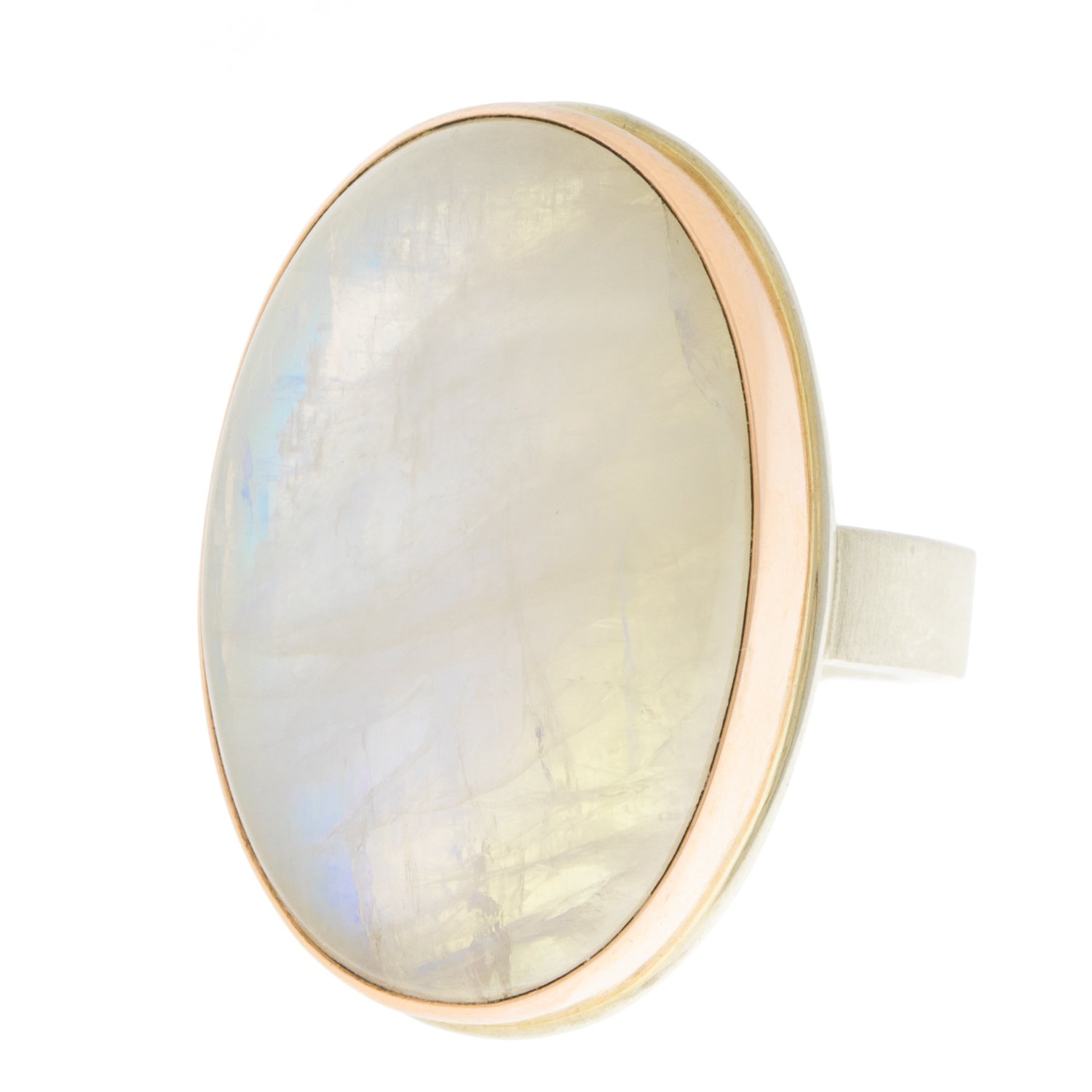 Jamie Joseph: Rose gold open back white rainbow moonstone