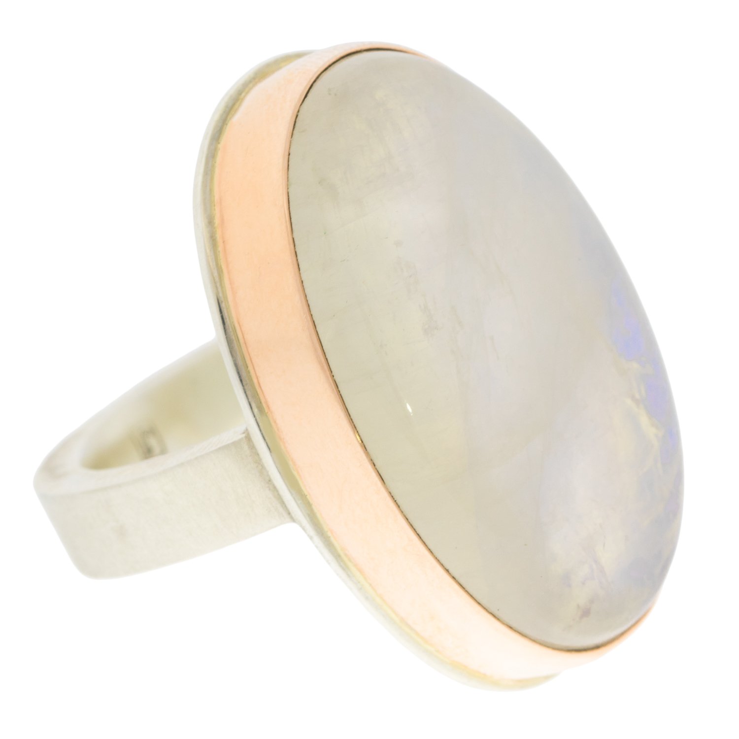 Jamie Joseph: Rose gold open back white rainbow moonstone