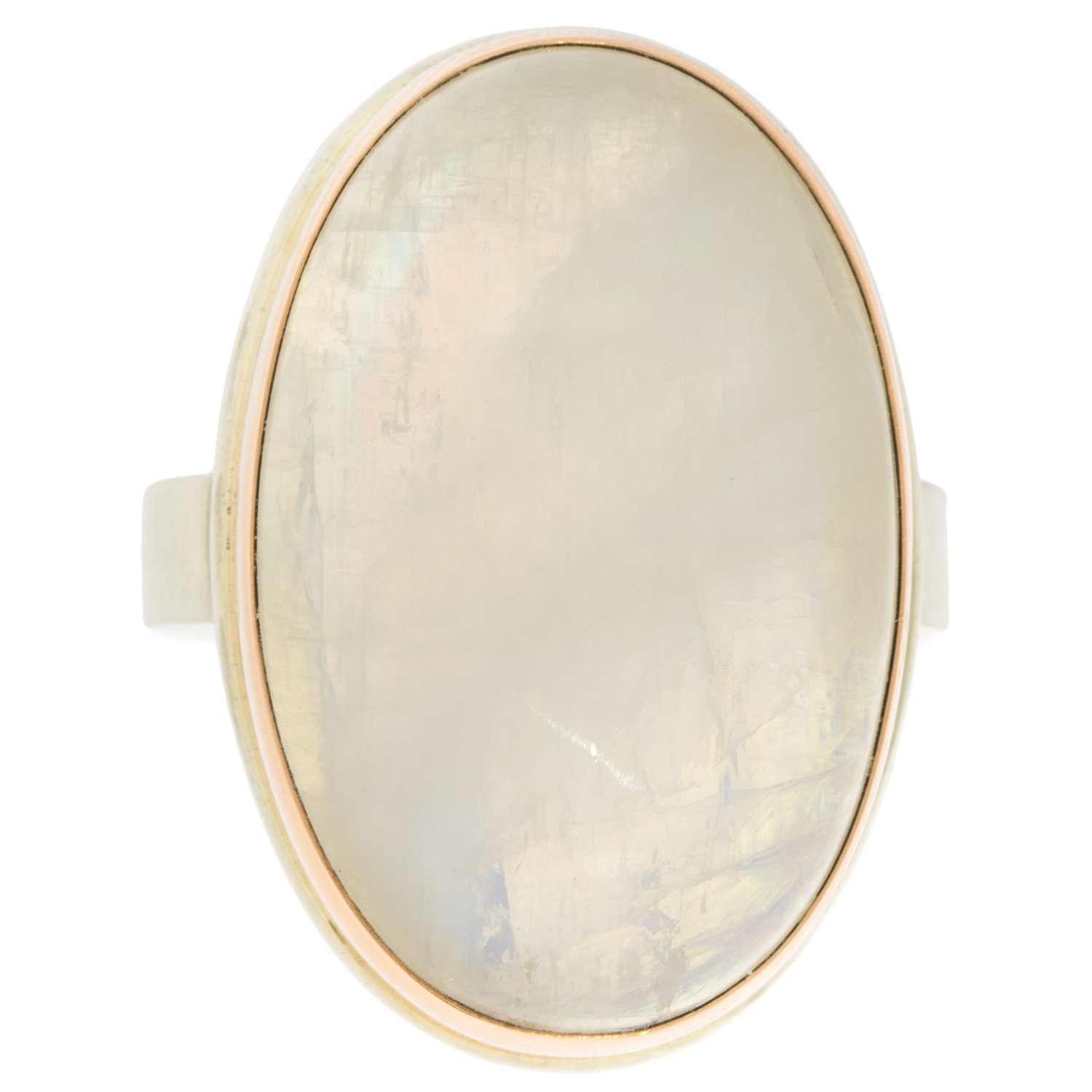Jamie Joseph: Rose gold open back white rainbow moonstone