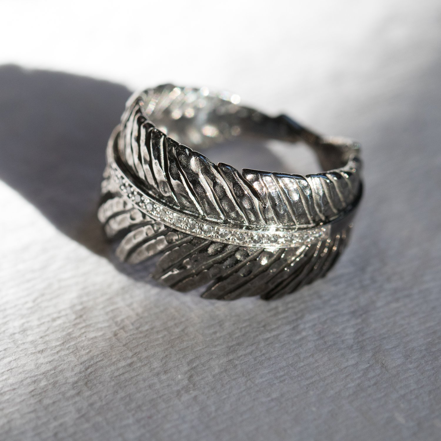 Michael Aram Jewelry: Feather band in sterling silver with white diamonds