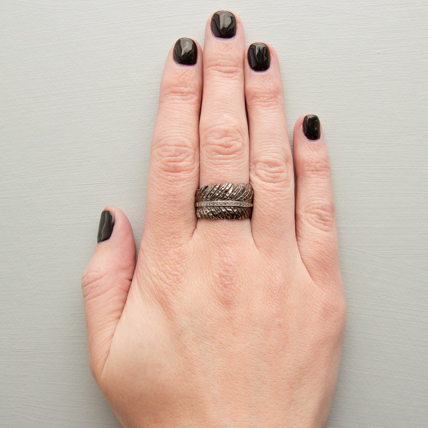 Michael Aram Jewelry: Feather band in sterling silver with white diamonds