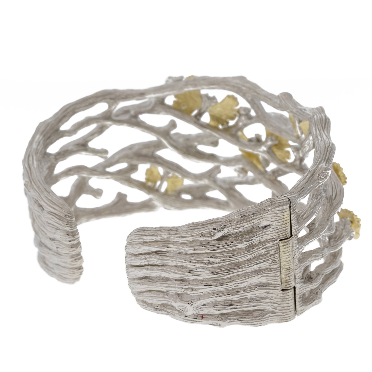 Michael Aram Jewelry: Butterfly ginkgo cuff in yellow gold and sterling silver with diamonds