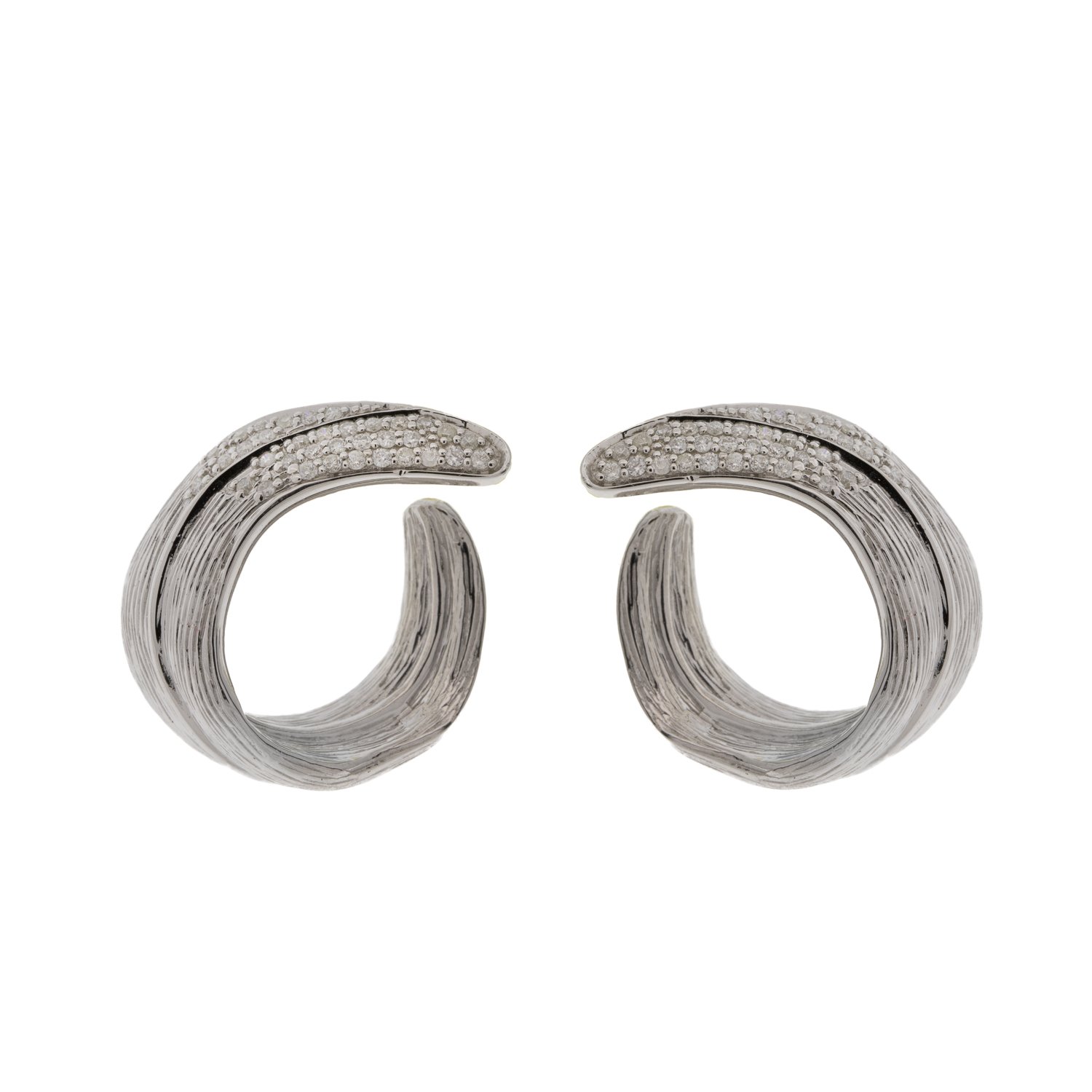 Michael Aram Jewelry: Palm crescent earrings in sterling silver with white diamonds