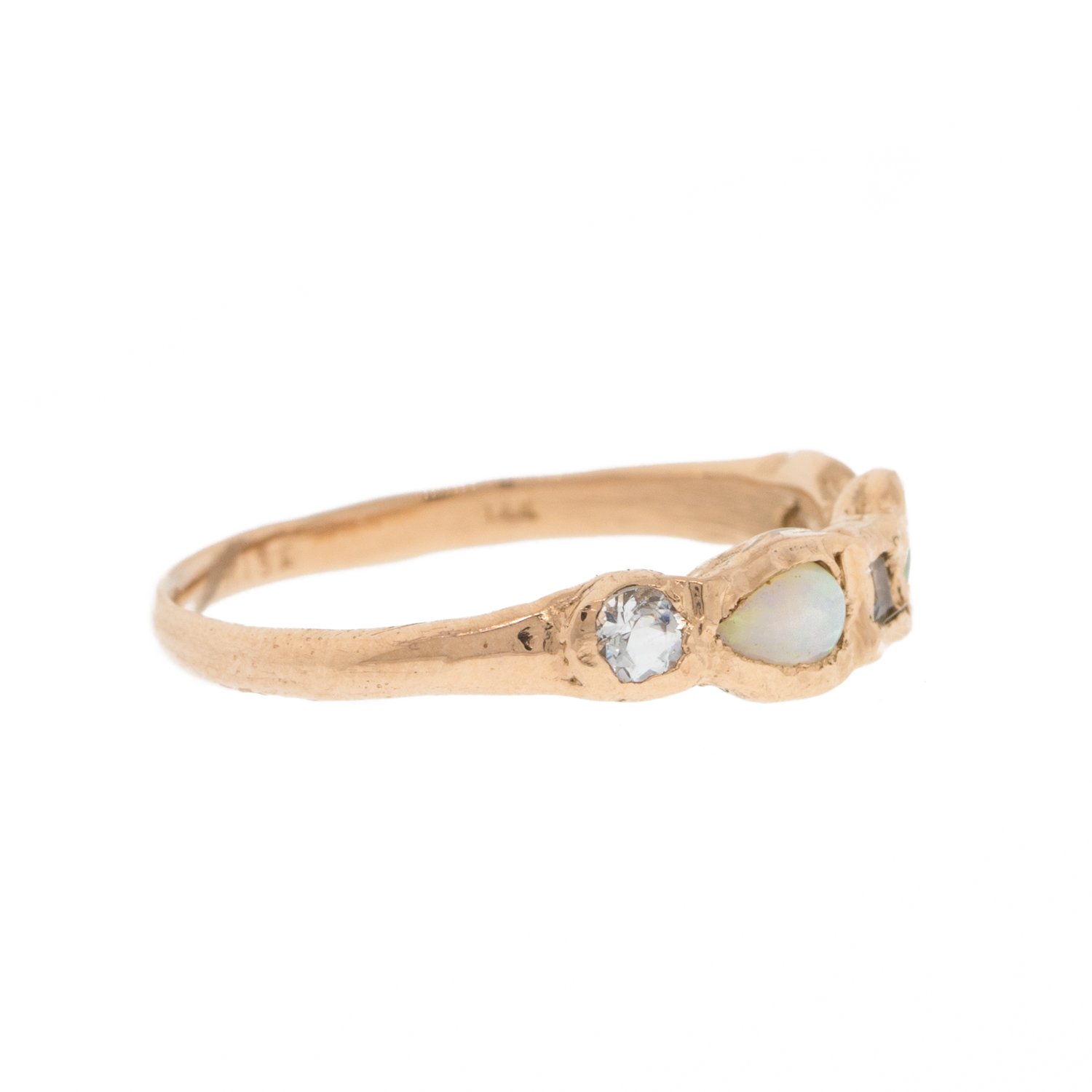 Misa Jewelry: Journey Treasure Mermaid Ring, 14K rose gold, opal, aquamarine