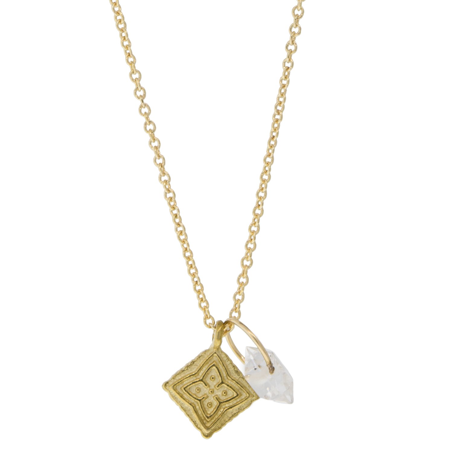 Lulu: Artemis necklace with gold fill star design and herkimer diamond