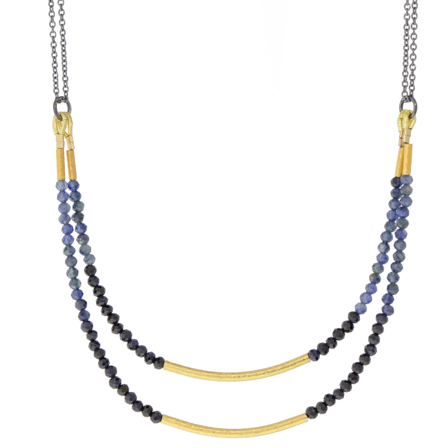 Lulu: Trove necklace with blue sapphire and oxidized chain