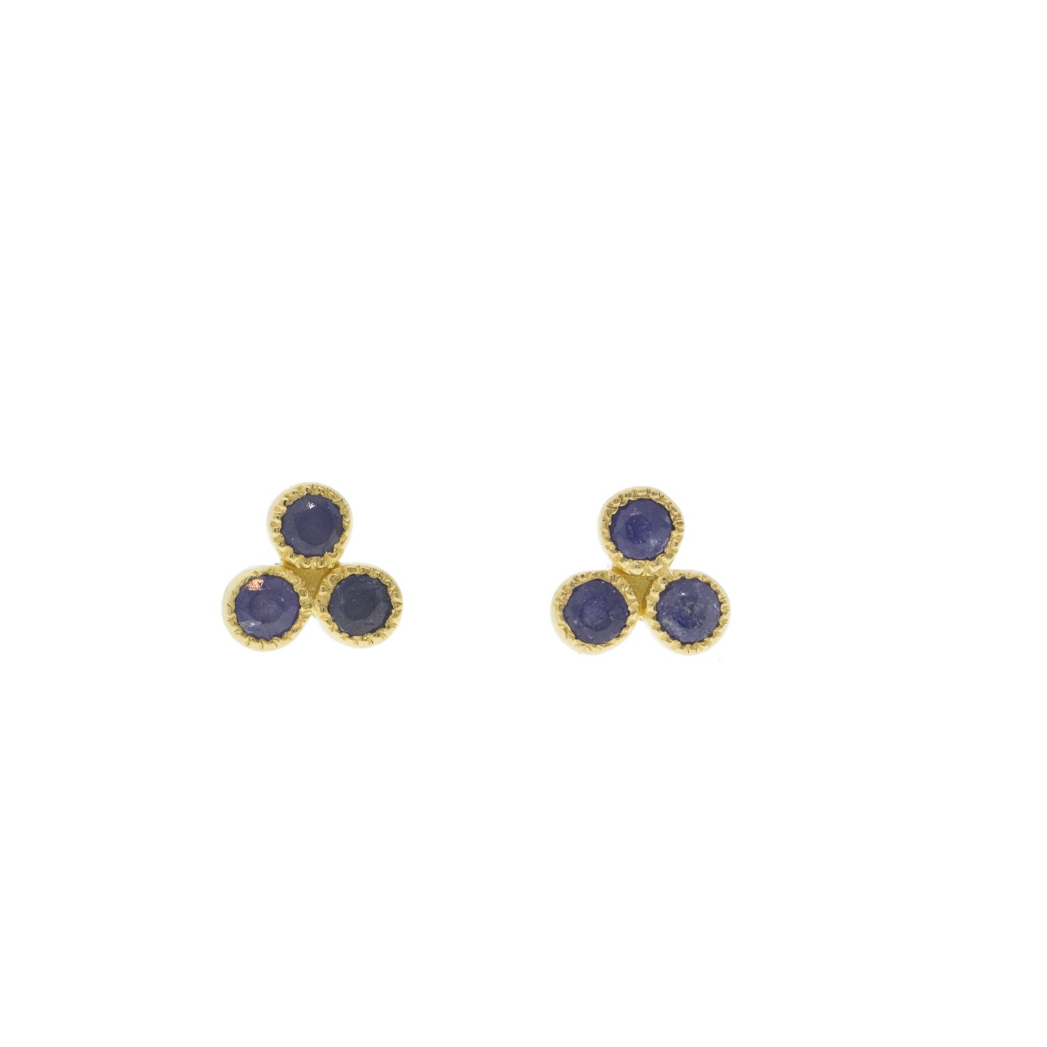 Lulu: Trifecta post earring with blue sapphire