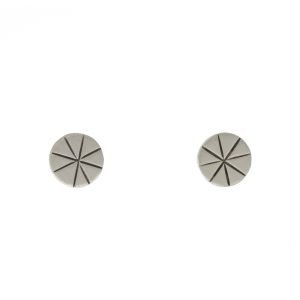 Jane Diaz: Tiny Etched Star Disc Stud in Silver