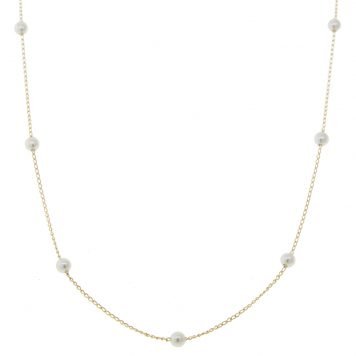 Mizuki: 14K necklace, pearl chain choker fewer pearls