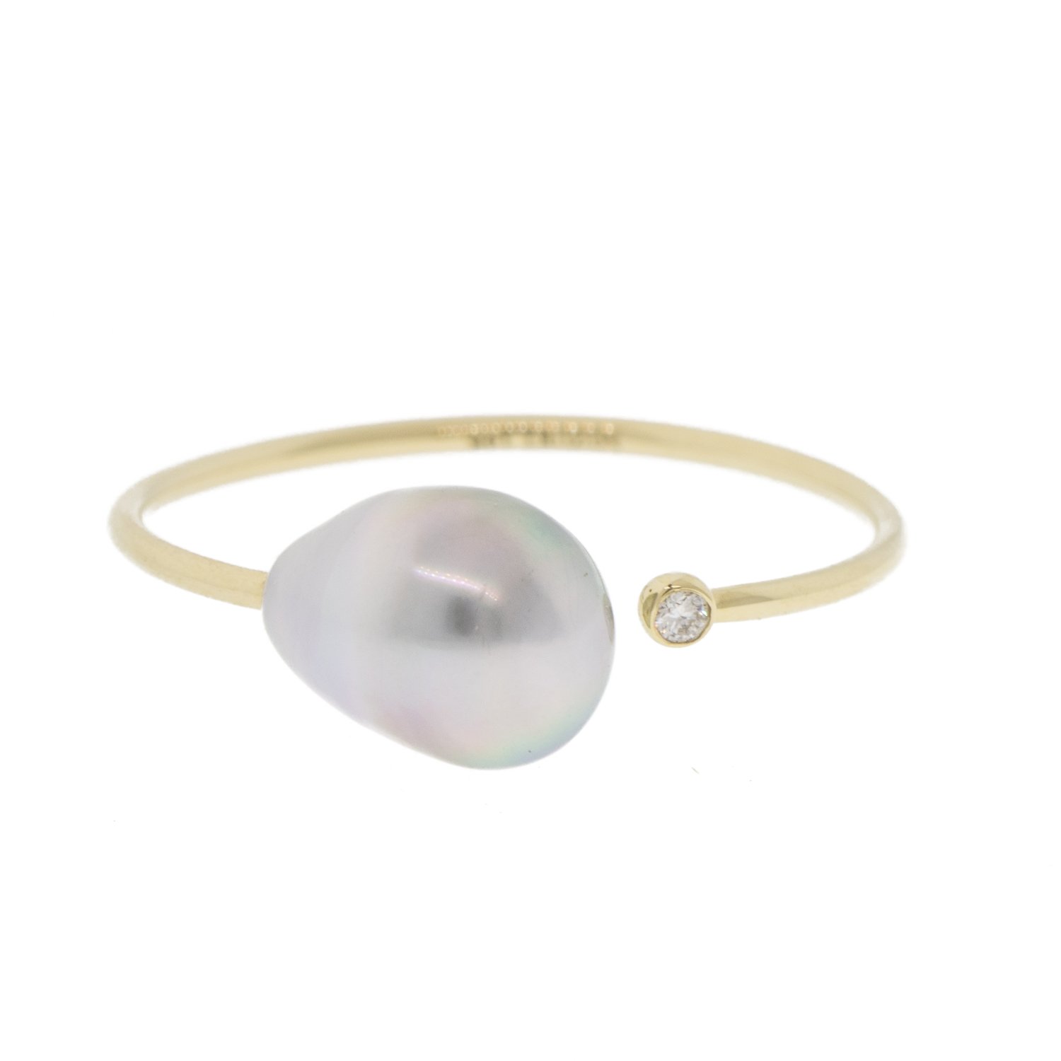 Mizuki: 14K ring keshi and diamond open ring .015ct