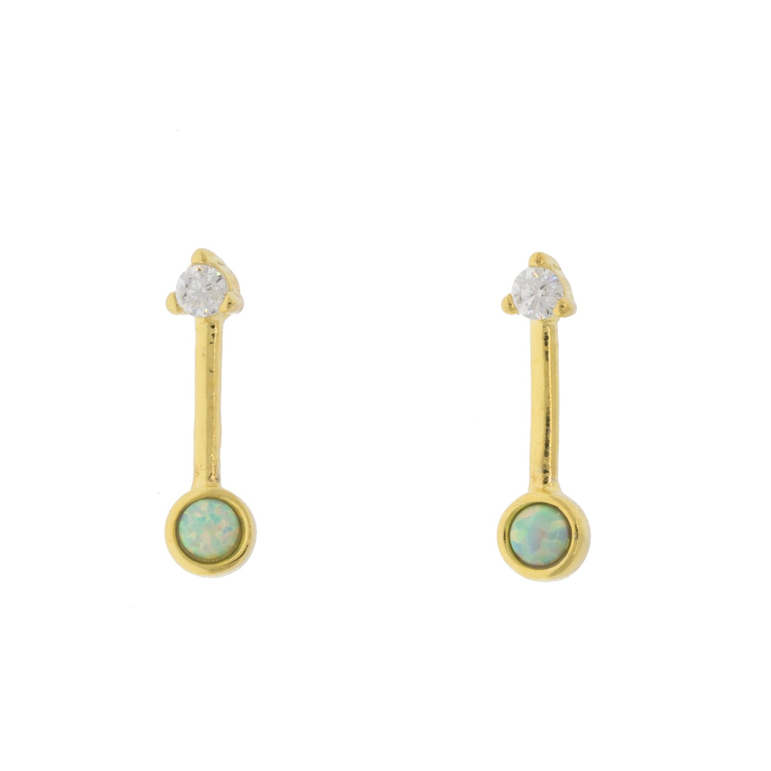 Tai: Gold Vermeil stick post earrings with OP03 and CZ tips