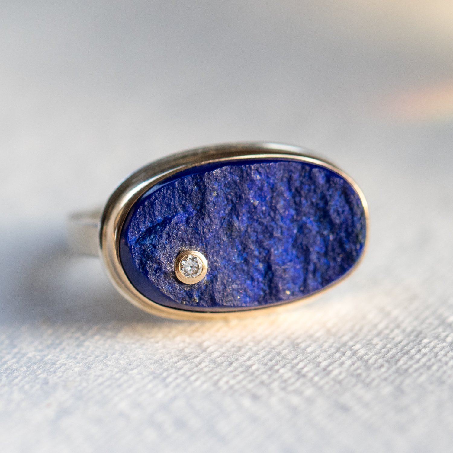 gold and silver ring with lapis by jamie joseph