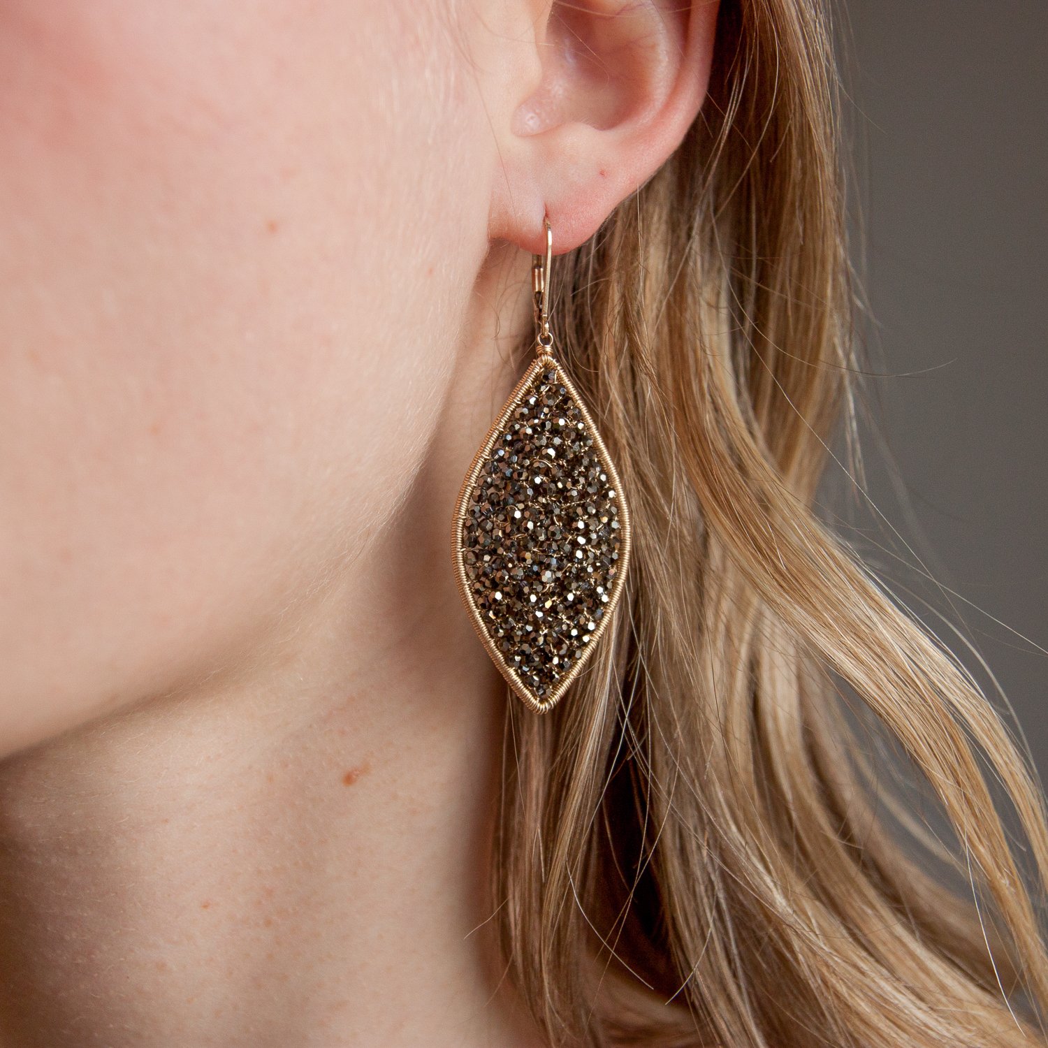 Dana Kellin: Earrings, Celestial, Large, Black Swarovski crystals.