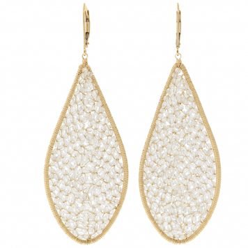 Dana Kellin: Earrings,  Large, Clear crystal, Gold fill