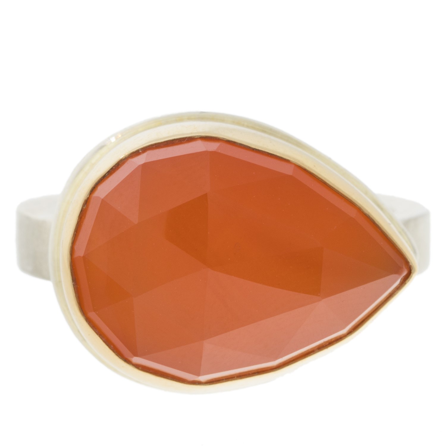 gold and silver ring with orange chalcedony by jamie joseph
