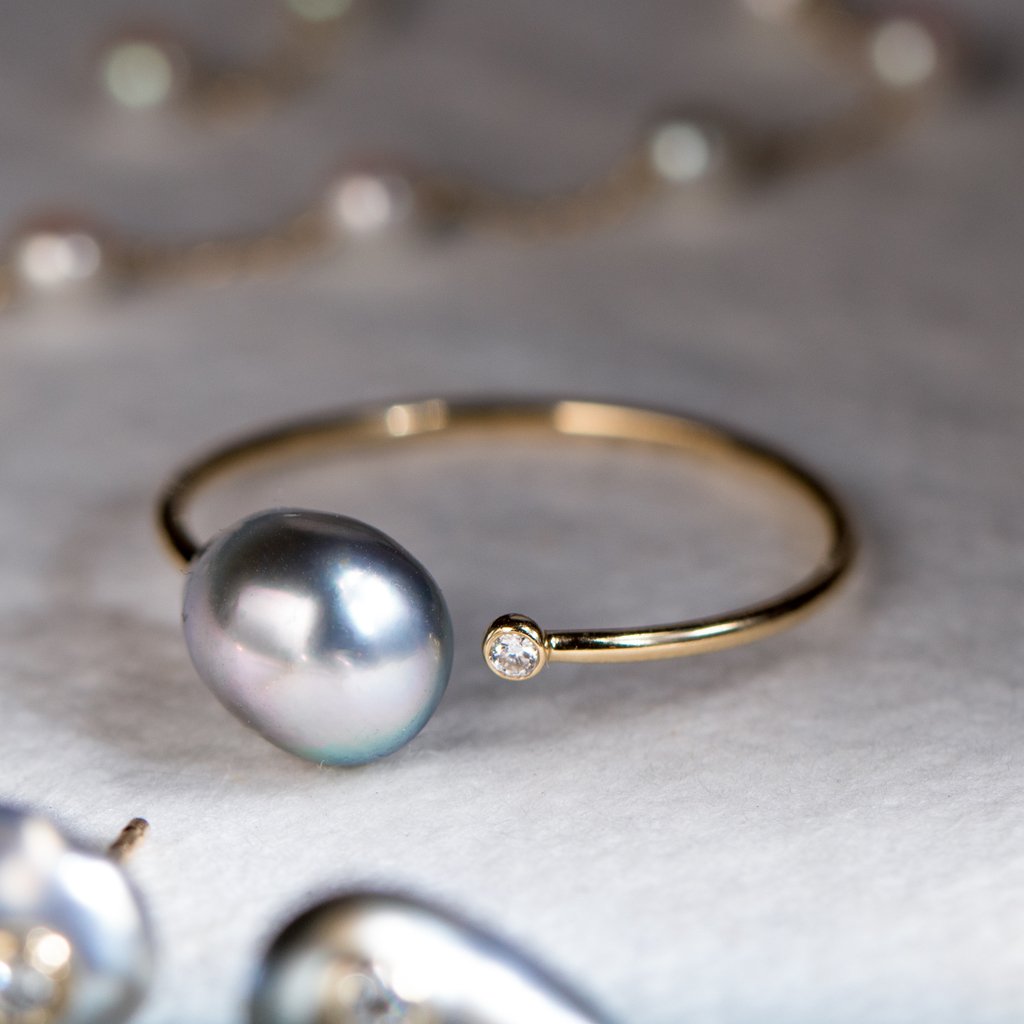 Mizuki pearl diamond ring