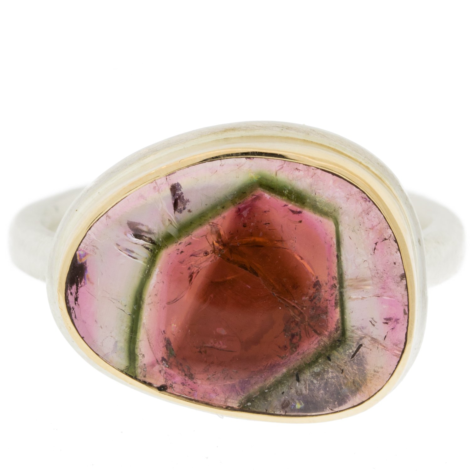 gold and silver ring with tourmaline by jewelry designer jamie joseph