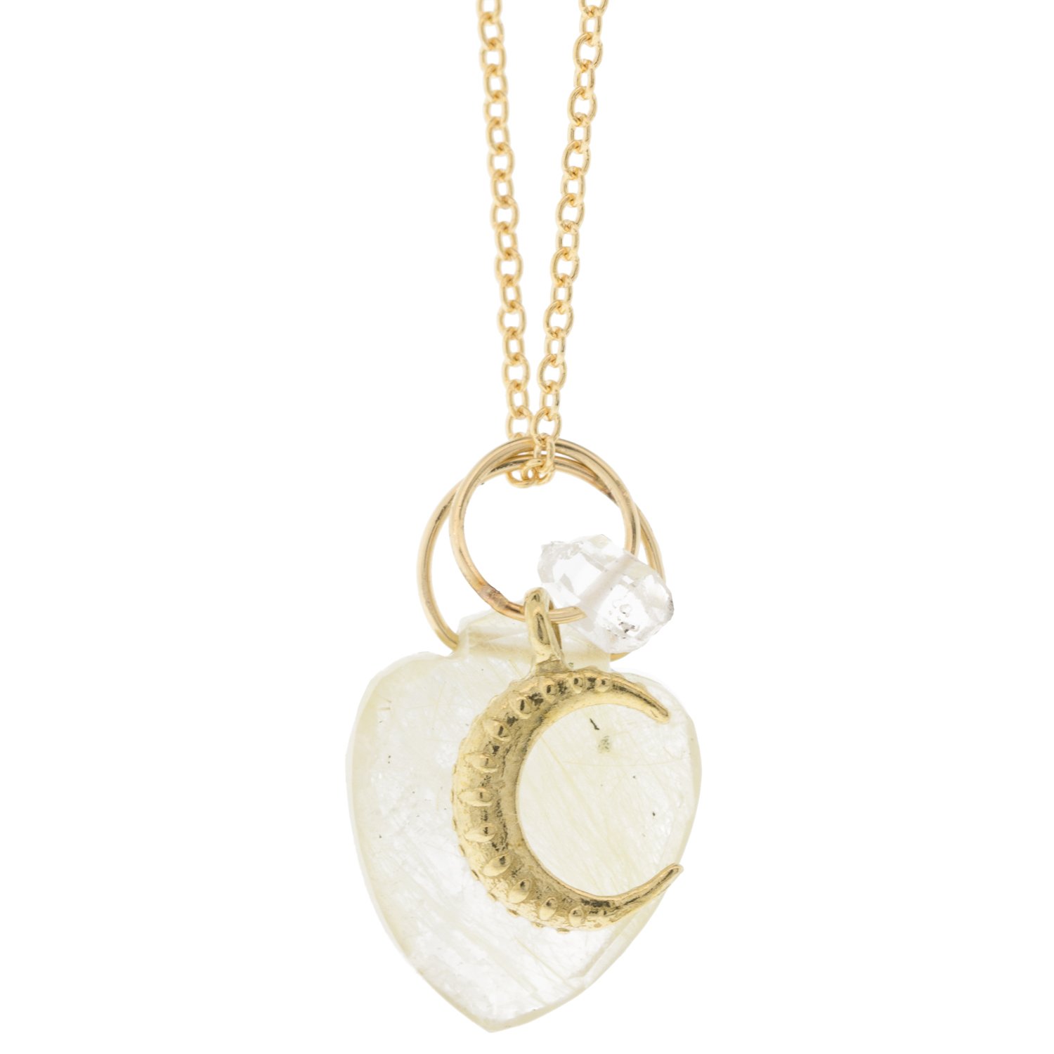 Lulu: Gold fill hurley necklace with rutilated quartz