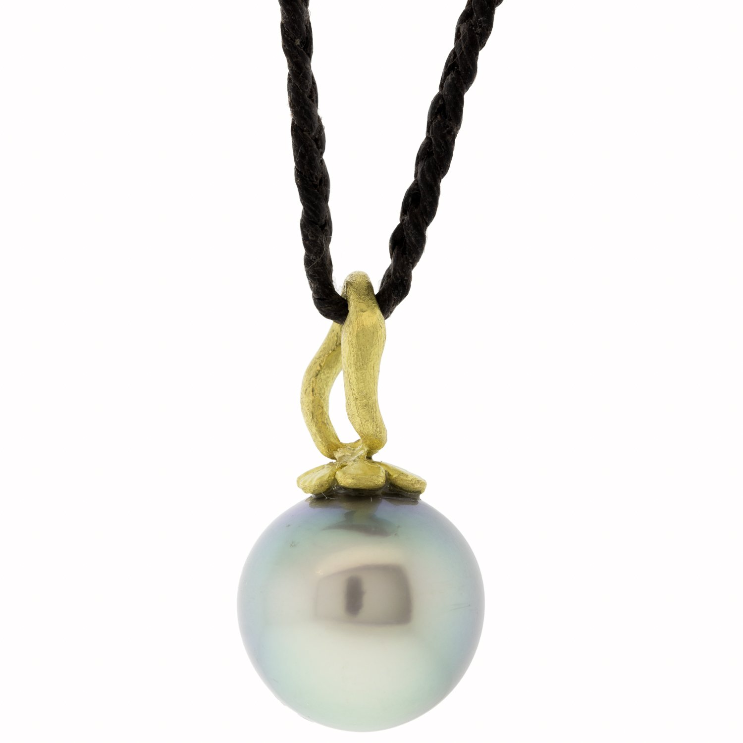Lene Vibe: 18K gold adjustable knot necklace with Tahiti pearl