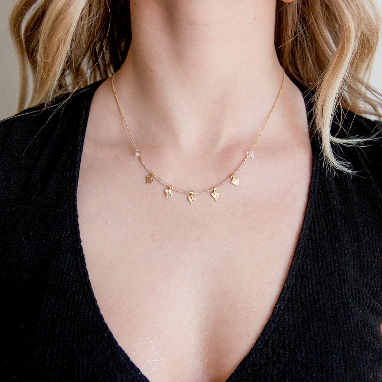Lulu: Lena necklace with multiple drop pendants and brown zircon