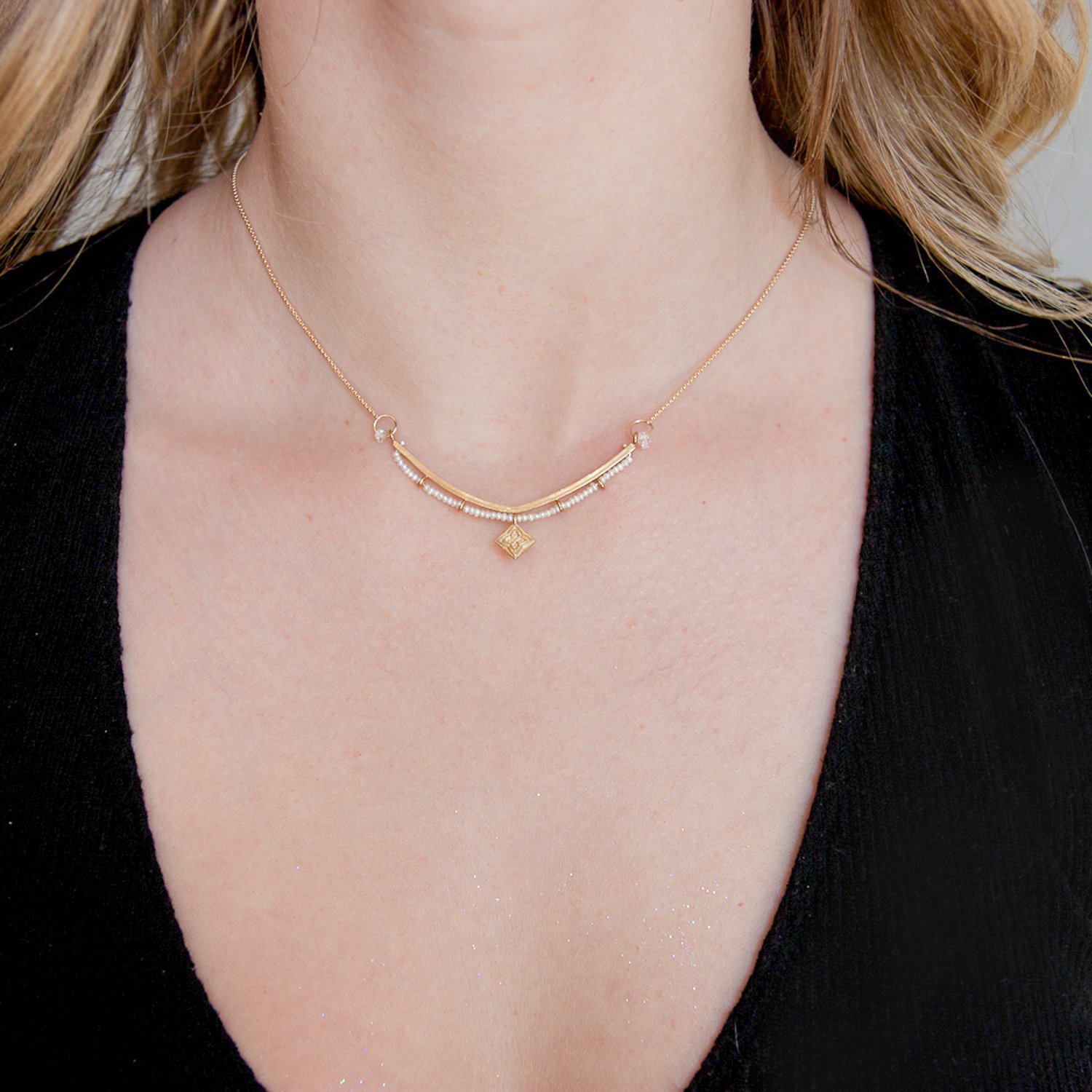 Lulu: Nico necklace in 14K gold fill with white pearl