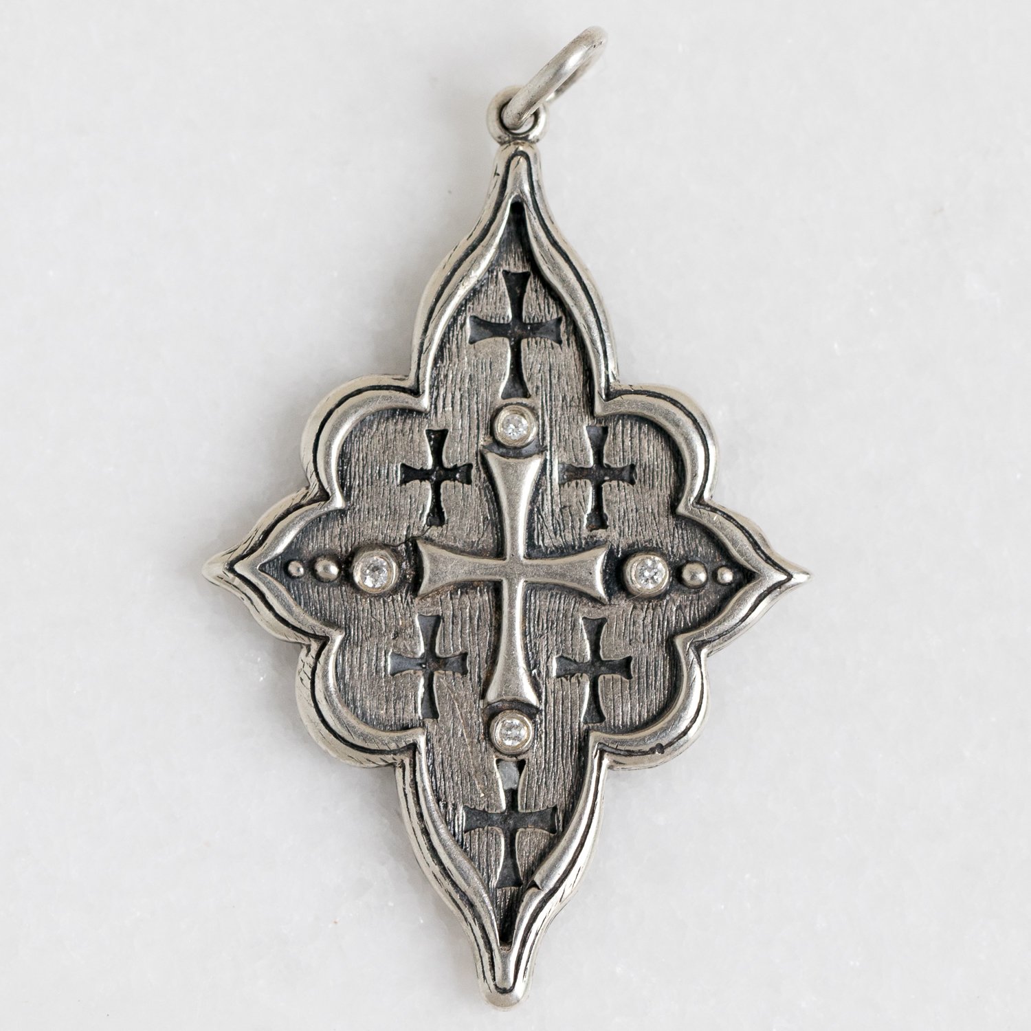 Erica Molinari Trunk Show: SS elongated 4 point latin multi cross charm "be what you are"