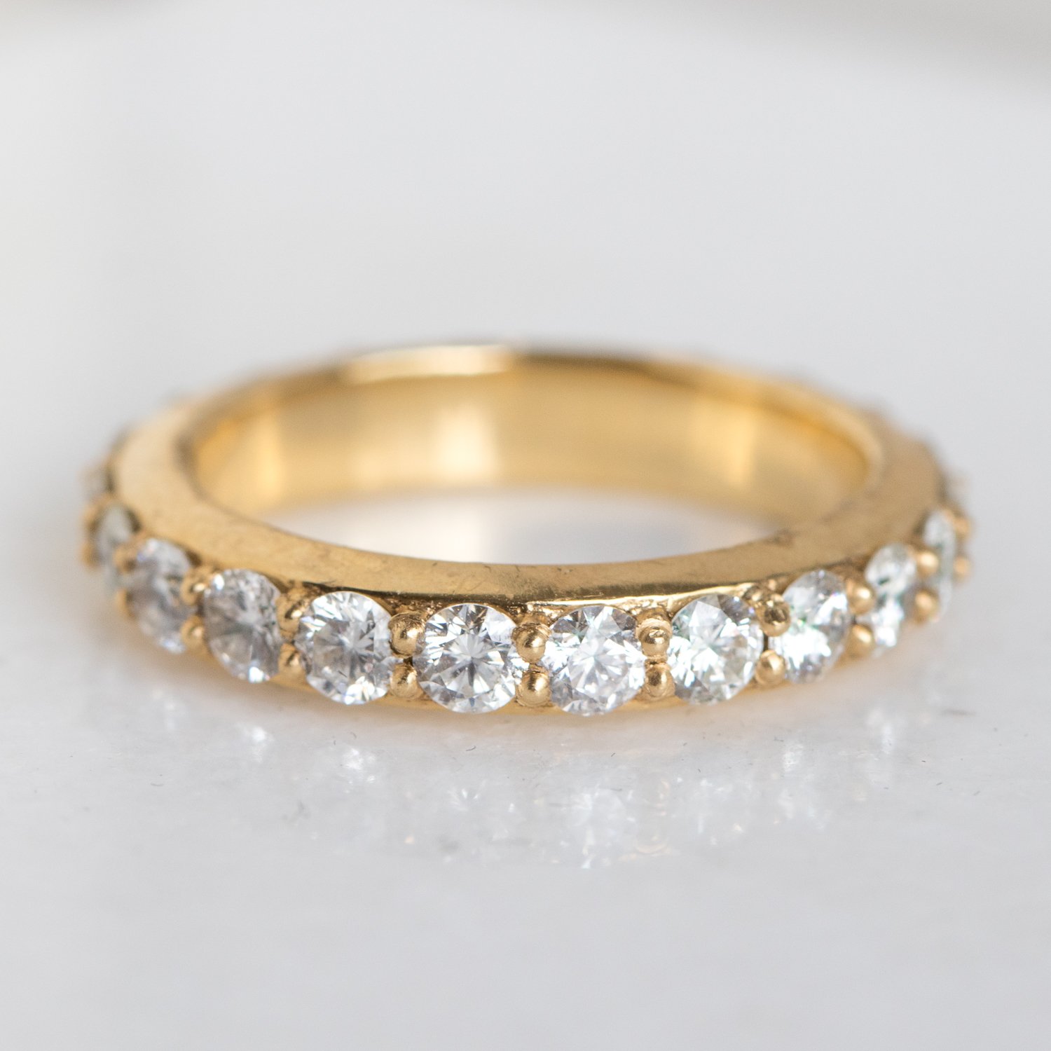 Erica Molinari Trunk Show: Ring, Large eternity band, White diamonds, 2.2 TCW, 18K gold, Size 6 1/2