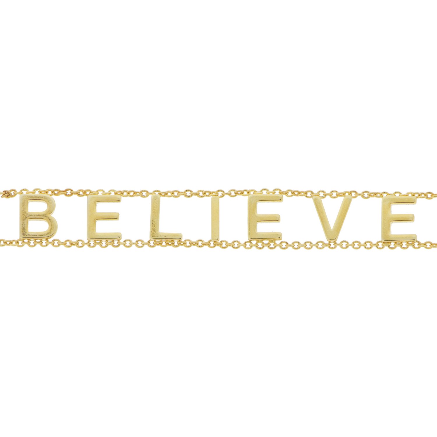 Maya J: Yellow brass double chain bracelet - Believe