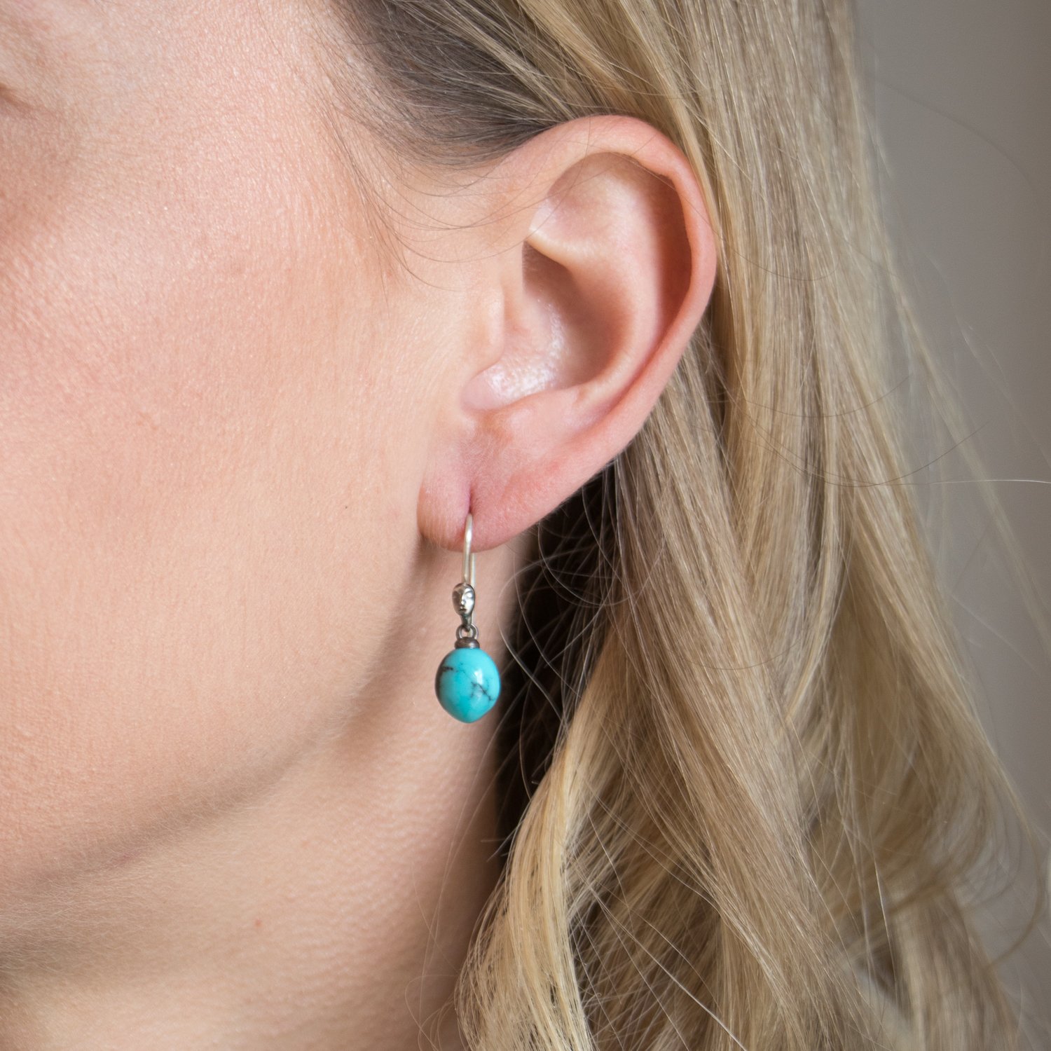 Hannah Blount: Oxidized silver campitos turquoise figurehead cameo earrings