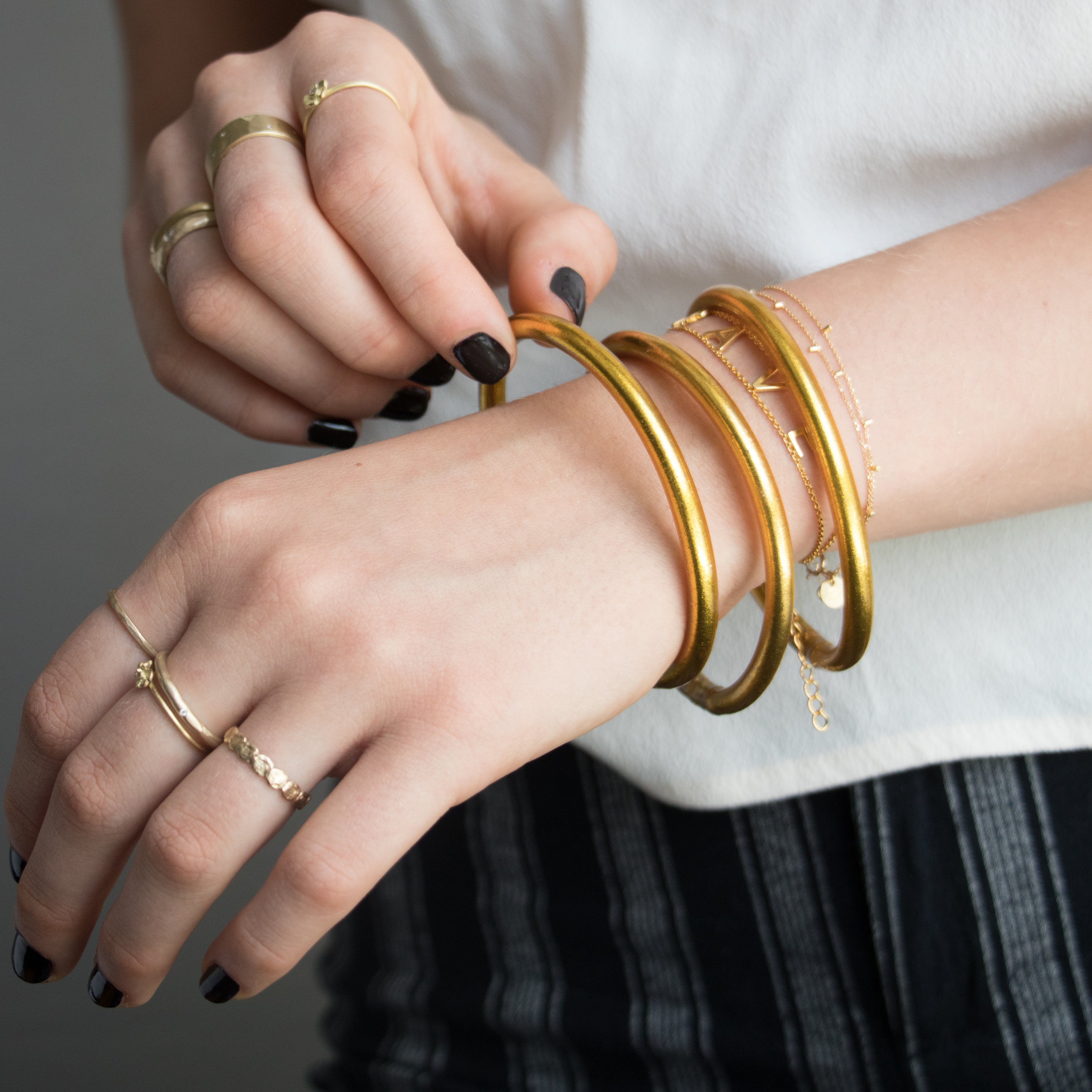 Gold all weather bangles by BuDhaGirl
