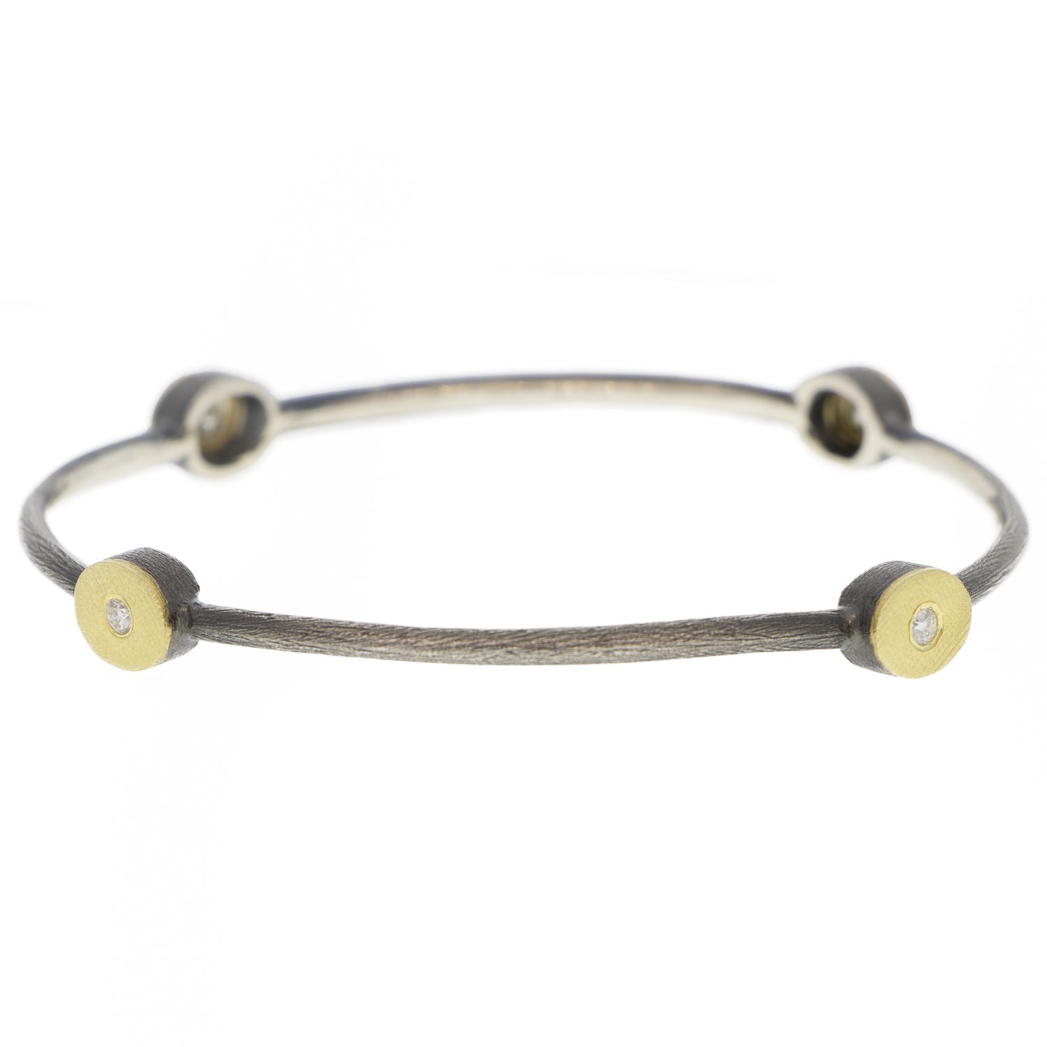 Rene Escobar: S.Silver, 18k and diamond accent bracelet (0.12 tcw)
