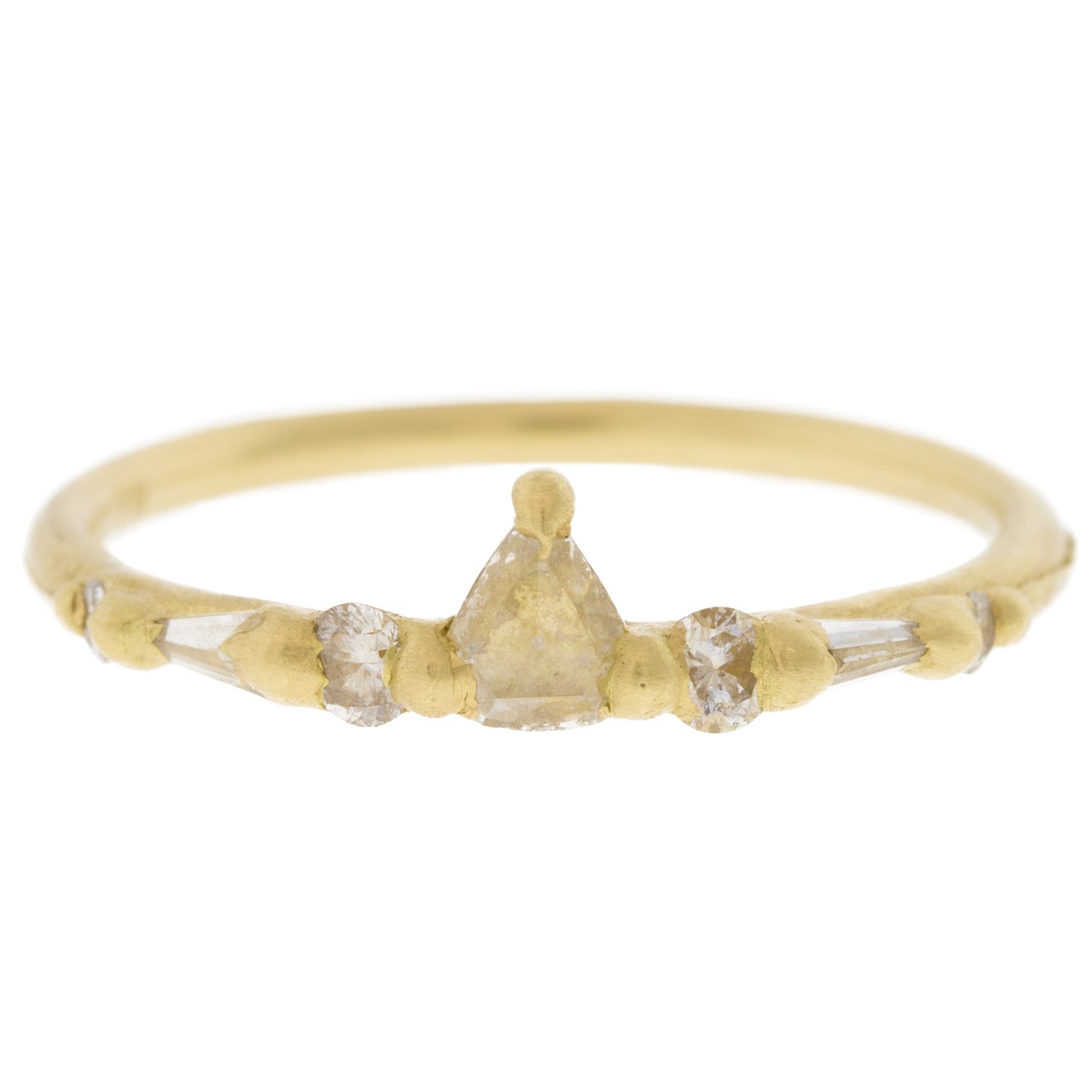Polly Wales: 18K osmanthos halo ring with mixed cut diamonds .33 TCW