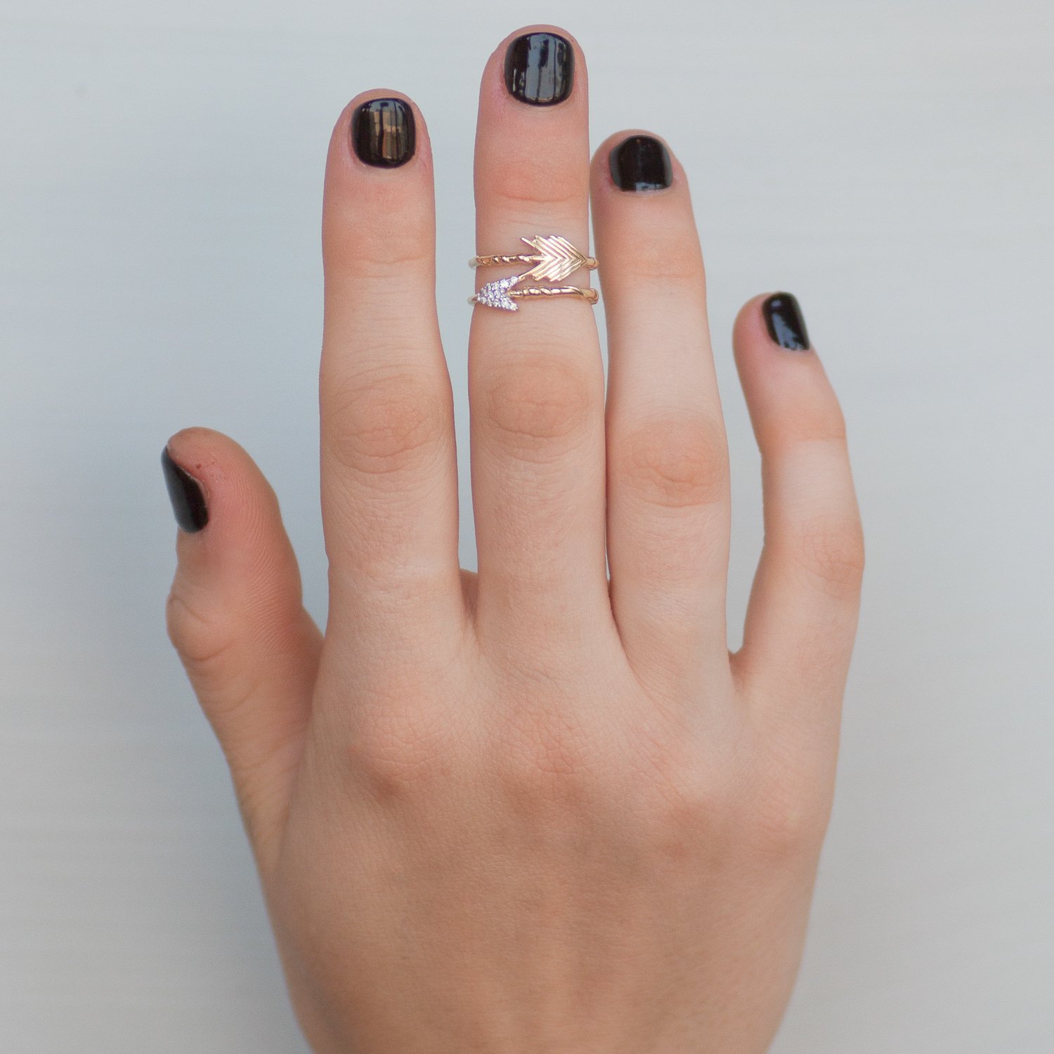 Kismet: 14K yellow gold raven feather ring with white diamonds .10 TCW