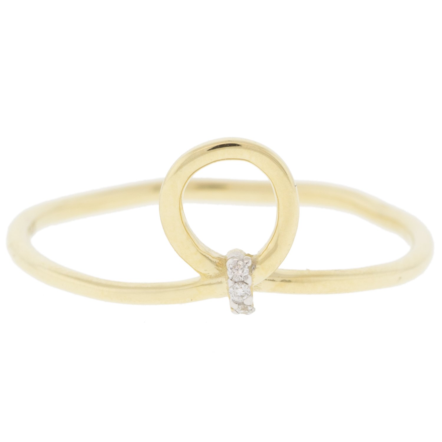Kismet: 14K yellow gold archer knot pinky ring with white diamonds .02 TCW